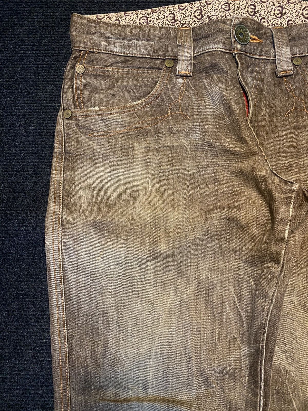 Edwin ‼️Insane Distressed EDWIN 503 Jeans Back pocket Zipper ‼️ Size US 34 / EU 50 - 3 Thumbnail