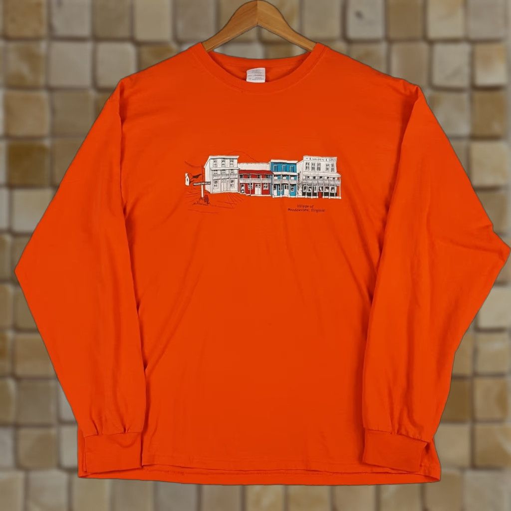 Gildan Vintage 90s Meadowview Virginia Village T Shirt Mens XL Travel VA Town Orange Cotton Embroidered Logo Gildan Size US XL / EU 56 / 4 - 1 Thumbnail
