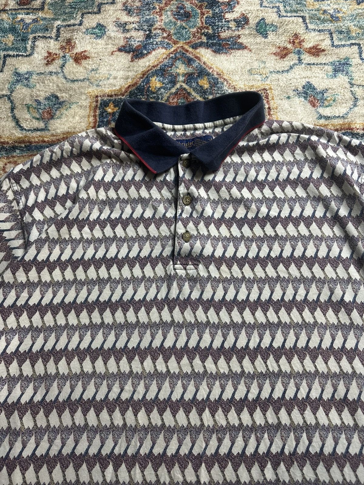 Vintage Vintage Christopher Rand Striped Patterned Polo Shirt Large Size US L / EU 52-54 / 3 - 4 Thumbnail