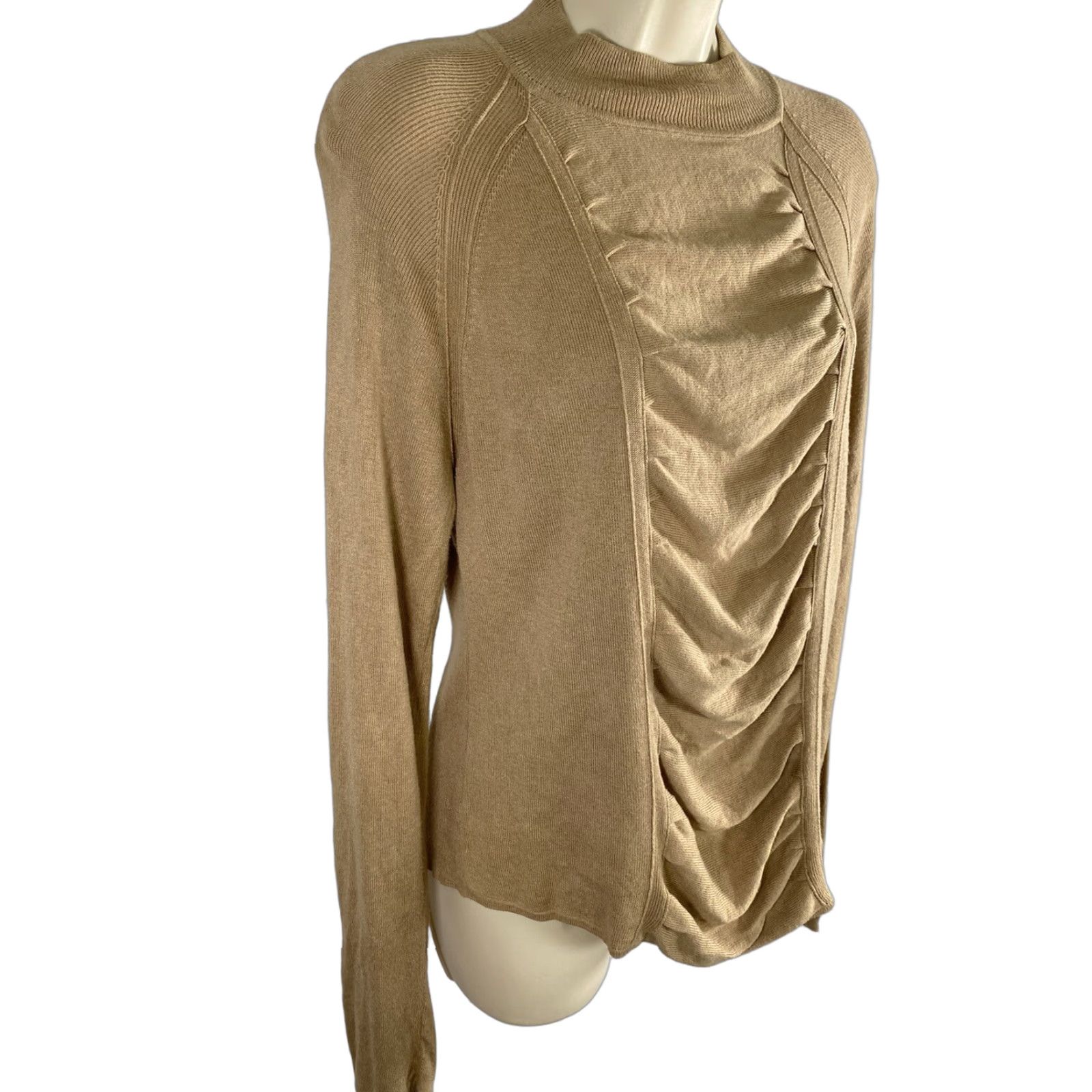 Vintage Rena Rowan Brown Long Sleeve Pullover Ruched Front Sweater L Large Size L / US 10 / IT 46 - 1 Thumbnail