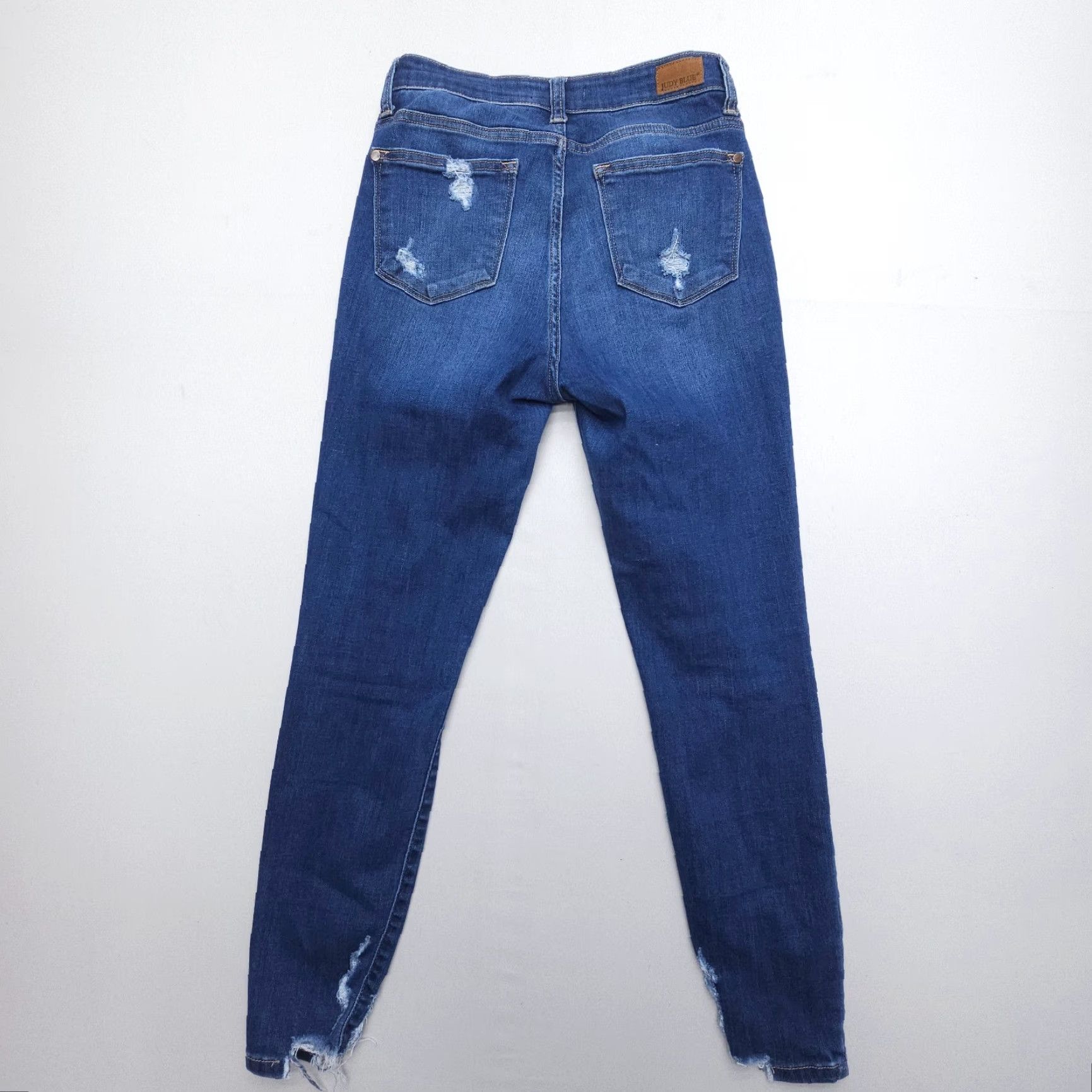 Denime Judy Blue Skinny Fit Jeans Womens 5 27 Dark Wash Blue Distressed Denim Stretch Size 27" / US 4 / IT 40 - 2 Thumbnail