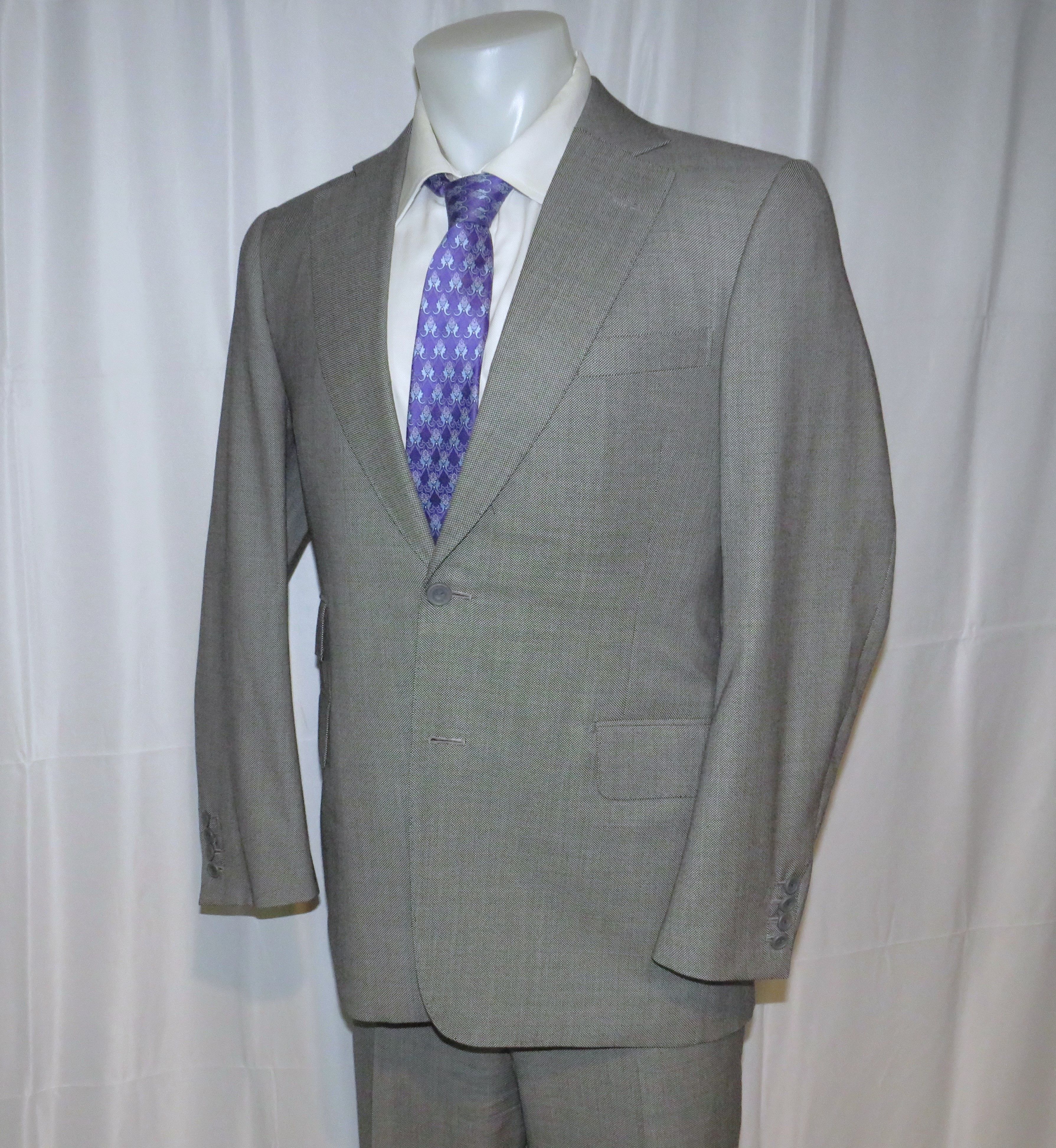 Henry Poole × Savile Row Bespoke Gray Birdseye Two Button Suit 36S Size 36S - 7 Thumbnail