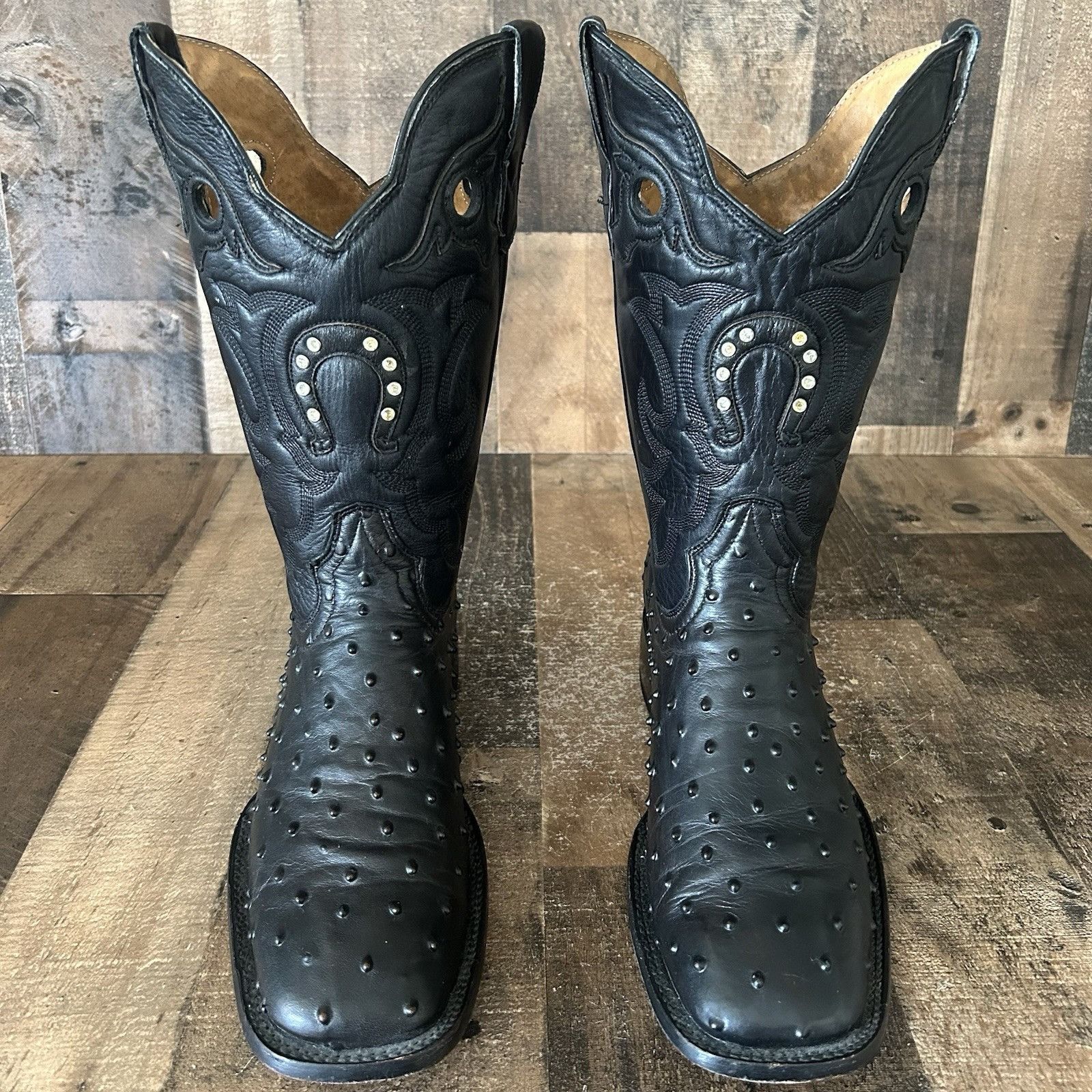 Vintage El General Ostrich Print Square Toe Cowboy Boots Mens 9.5 Size US 9.5 / EU 42-43 - 3 Thumbnail