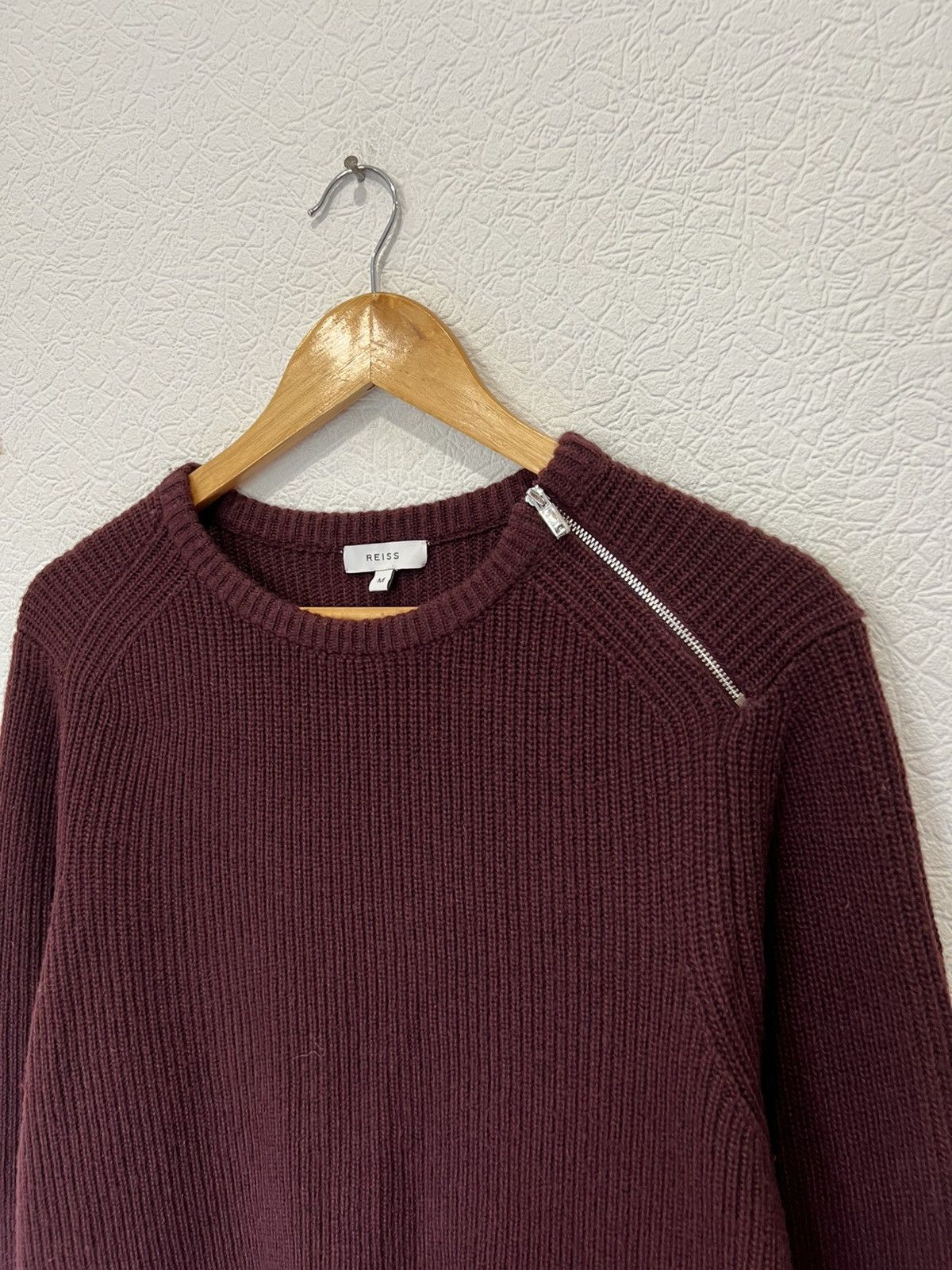 Reiss Reiss Mens Basic Sweater Knitted Cherry Red Size US M / EU 48-50 / 2 - 2 Thumbnail