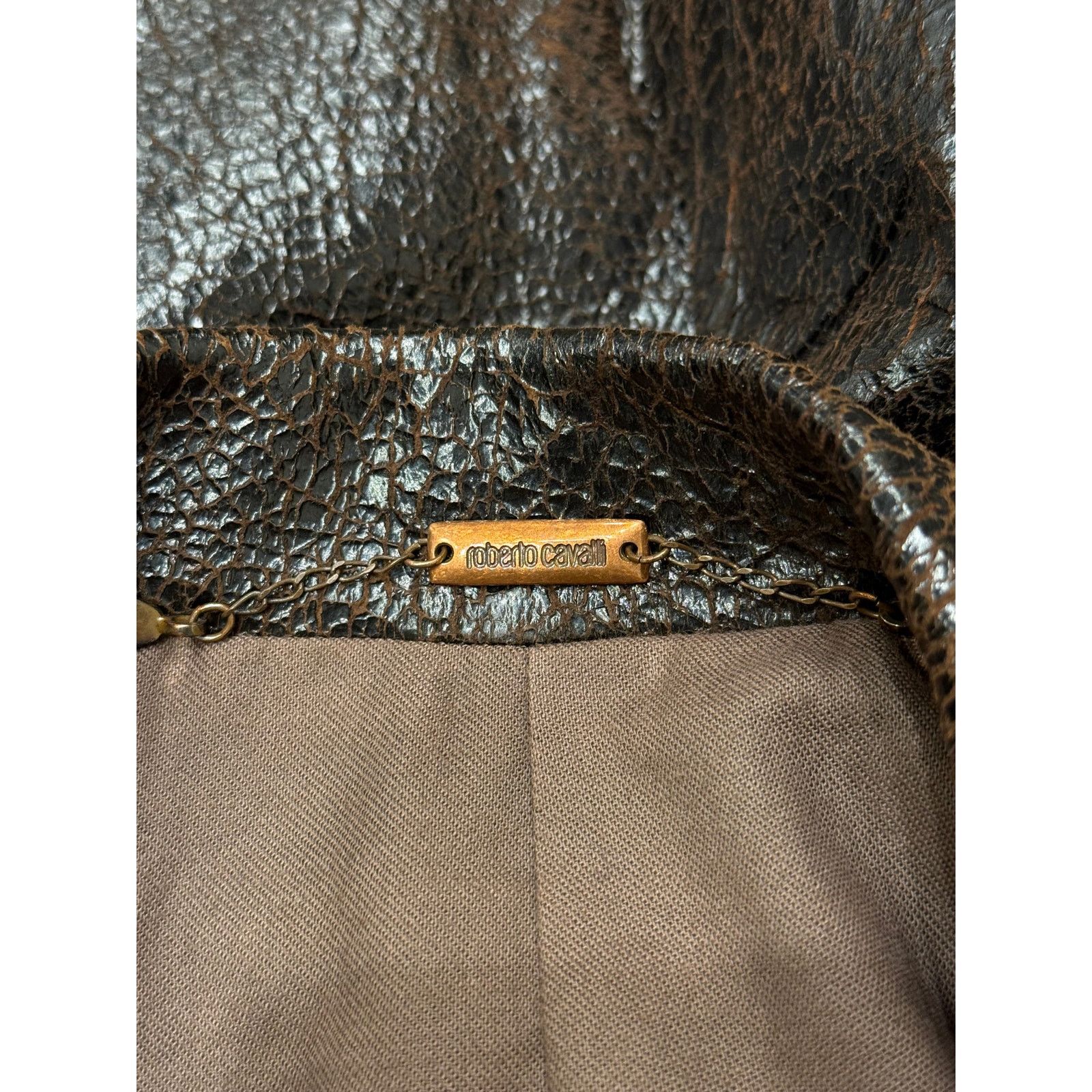 Roberto Cavalli A/W2000 Roberto Cavalli artisanal eroded leather blazer Size US L / EU 52-54 / 3 - 8 Thumbnail