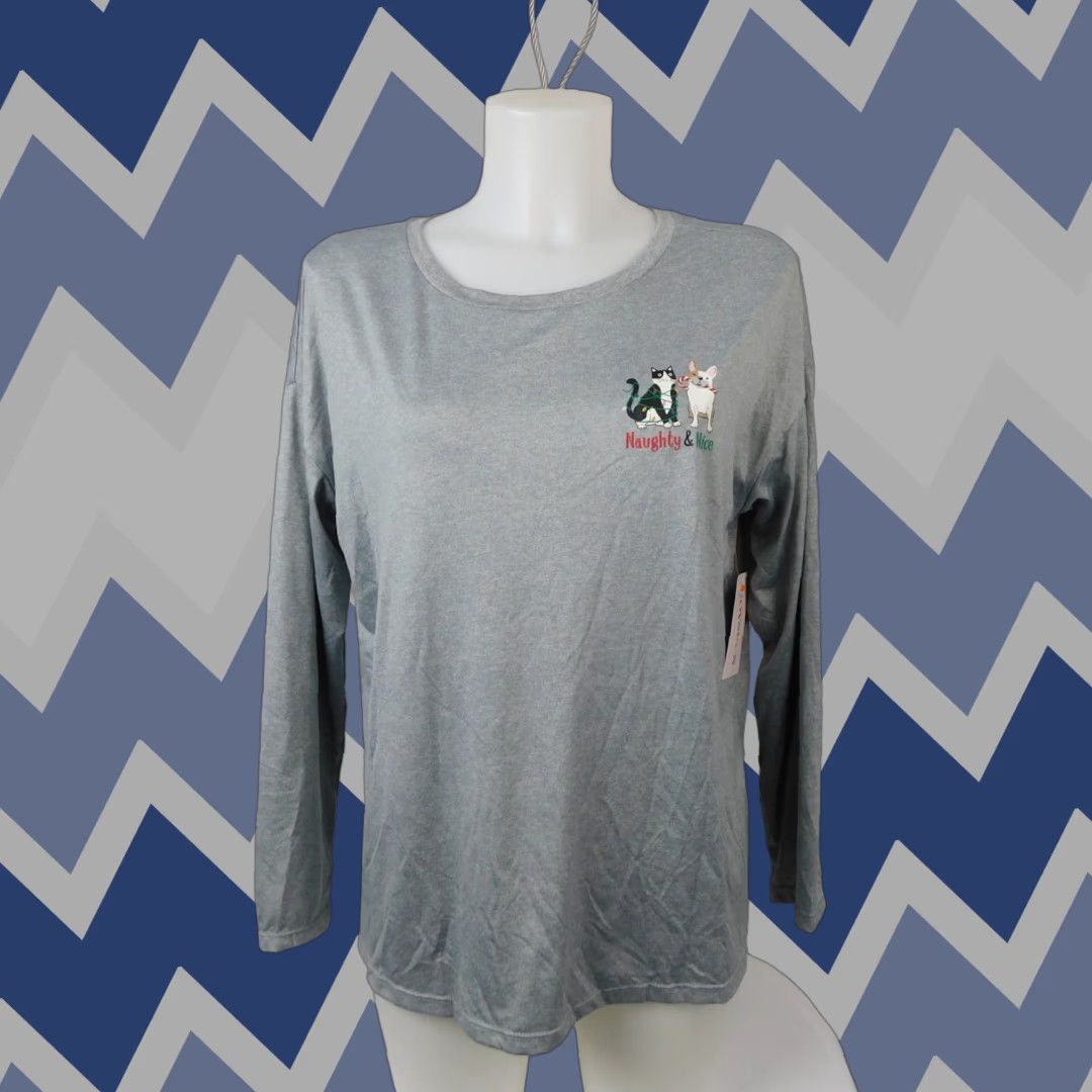 Vintage Joyspun Naughty & Nice Cat & Dog Women's Pajama Top 8-10 Medium Size M / US 6-8 / IT 42-44 - 1 Thumbnail