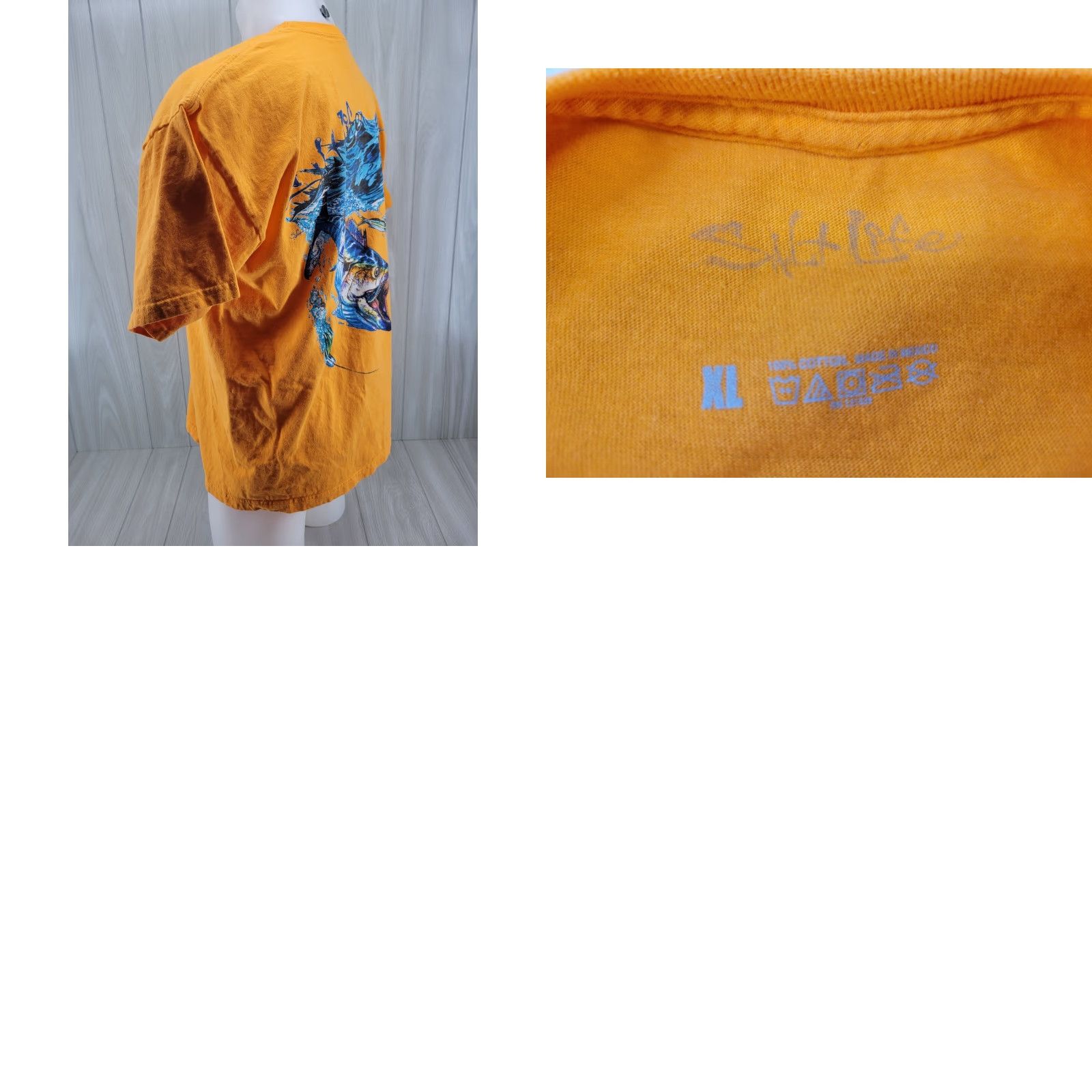 Vintage Salt Life Fish Fishing Pocket Tee T Shirt Mens XL Orange Shirt Size US XL / EU 56 / 4 - 8 Thumbnail