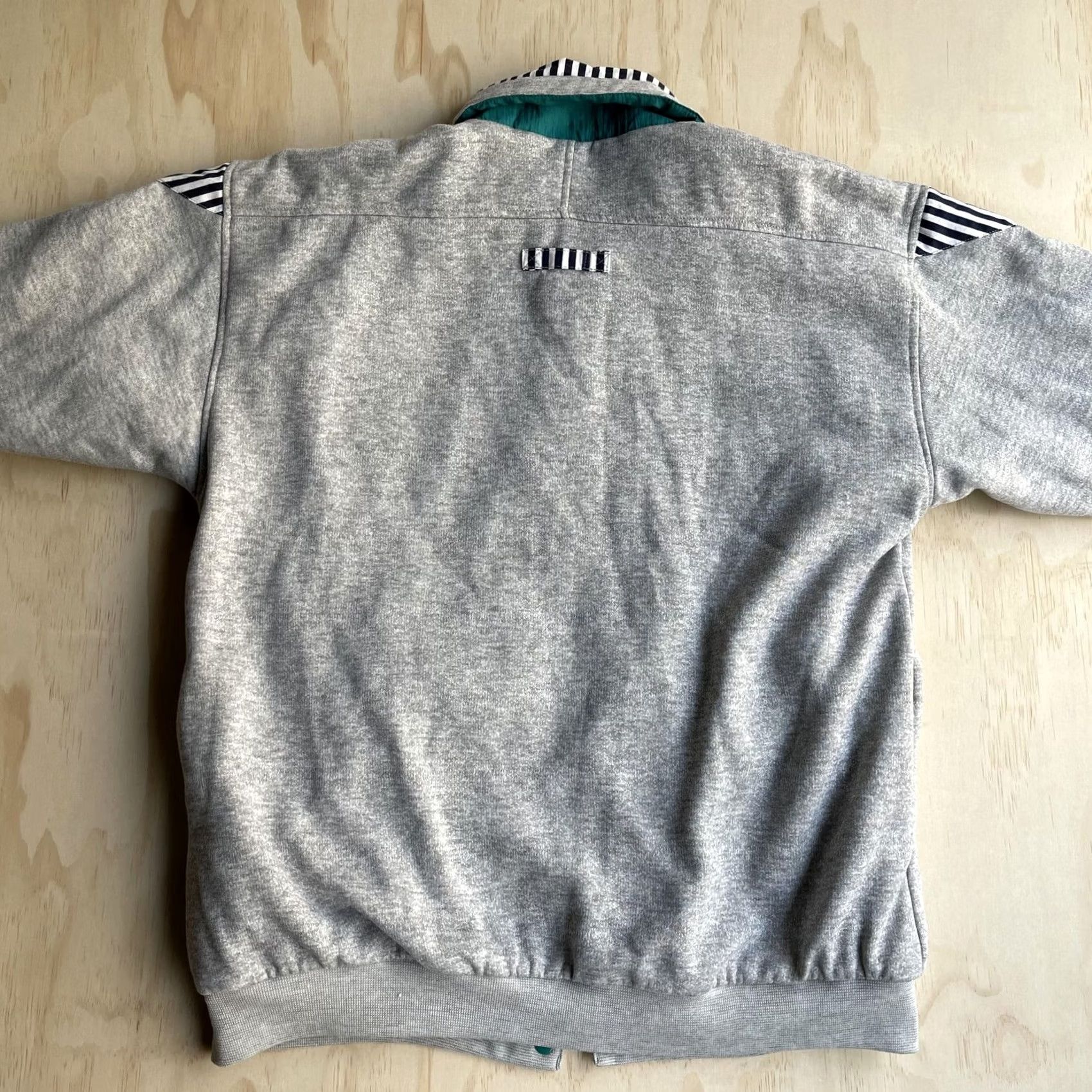 Nautica Vintage Nautical Anchor Bomber Jacket Mens L Gray Knit Striped Collar Pockets Reversible Size US L / EU 52-54 / 3 - 6 Thumbnail
