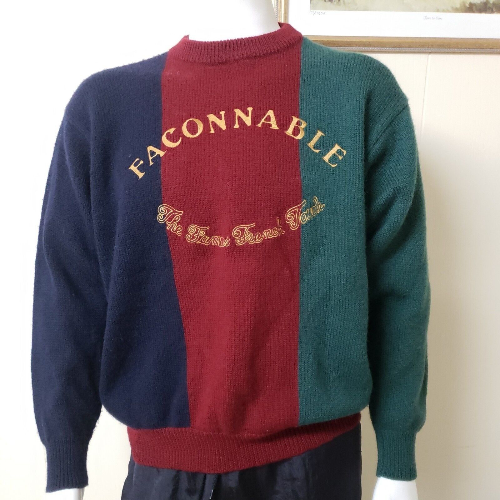 Faconnable Faconnable Wool Sweater Mens L Blue Red Green Crew Neck Thic Size US L / EU 52-54 / 3 - 15 Thumbnail
