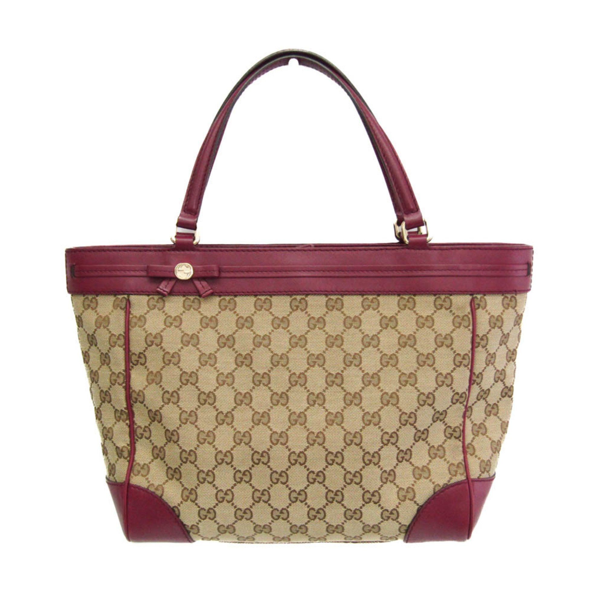 Gucci GG Canvas Mayfair Ribbon 257061 Women's GG Canvas,leather Tote Bag Beige,brown,purple