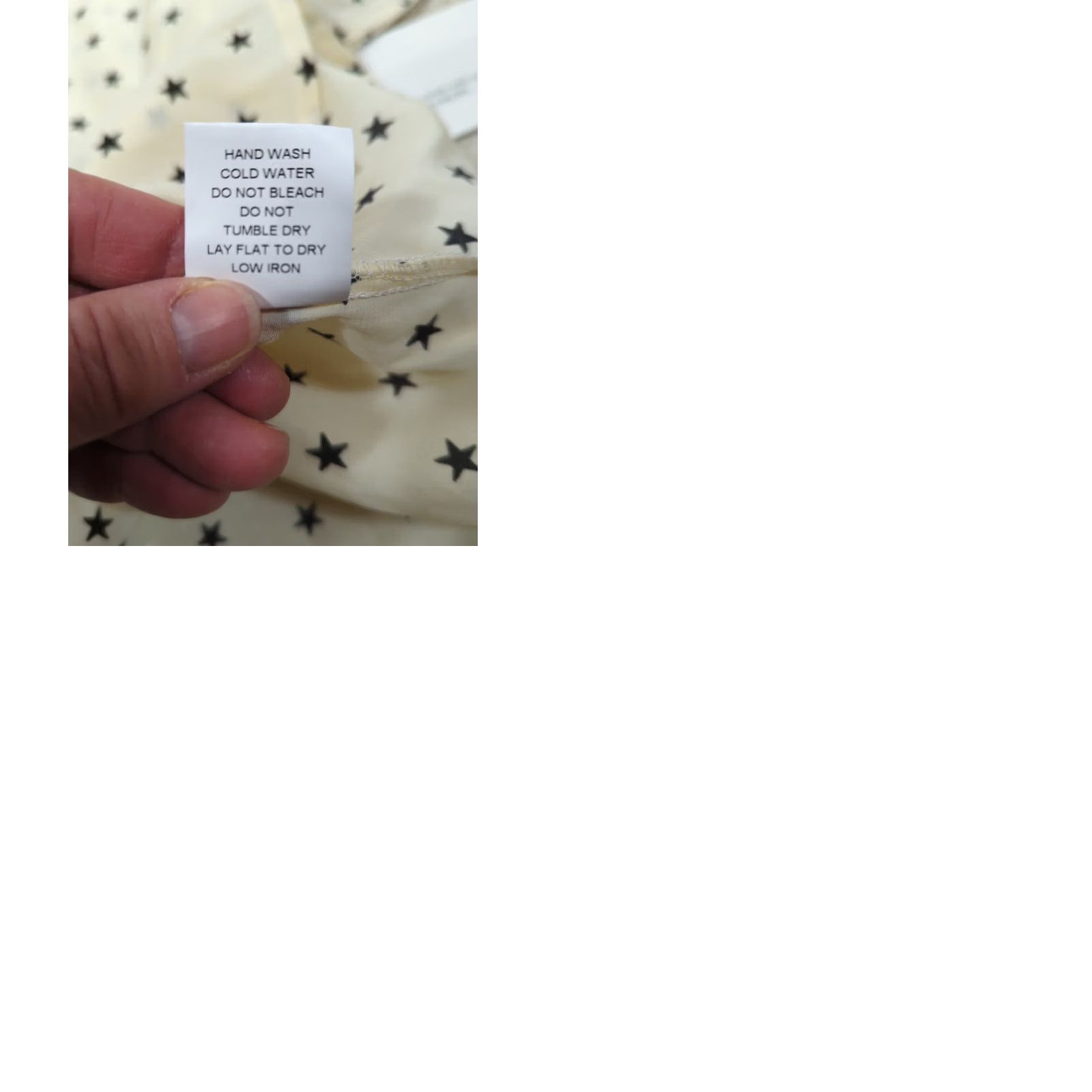 Vintage VINTAGE? No. Ellison Kali Blouse Womens Medium Beige Long Sleeve Polka Dot Star Accents Collared Button NYLON/Rayon Hand Wash Only Regular Fit Size M / US 6-8 / IT 42-44 - 9 Thumbnail