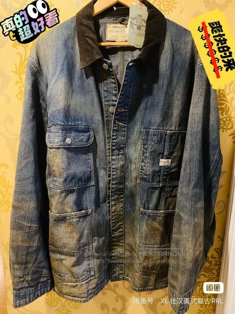 RRL Ralph Lauren denim chore jacket with corduroy collar. Size US XL / EU 56 / 4 - 3 Thumbnail