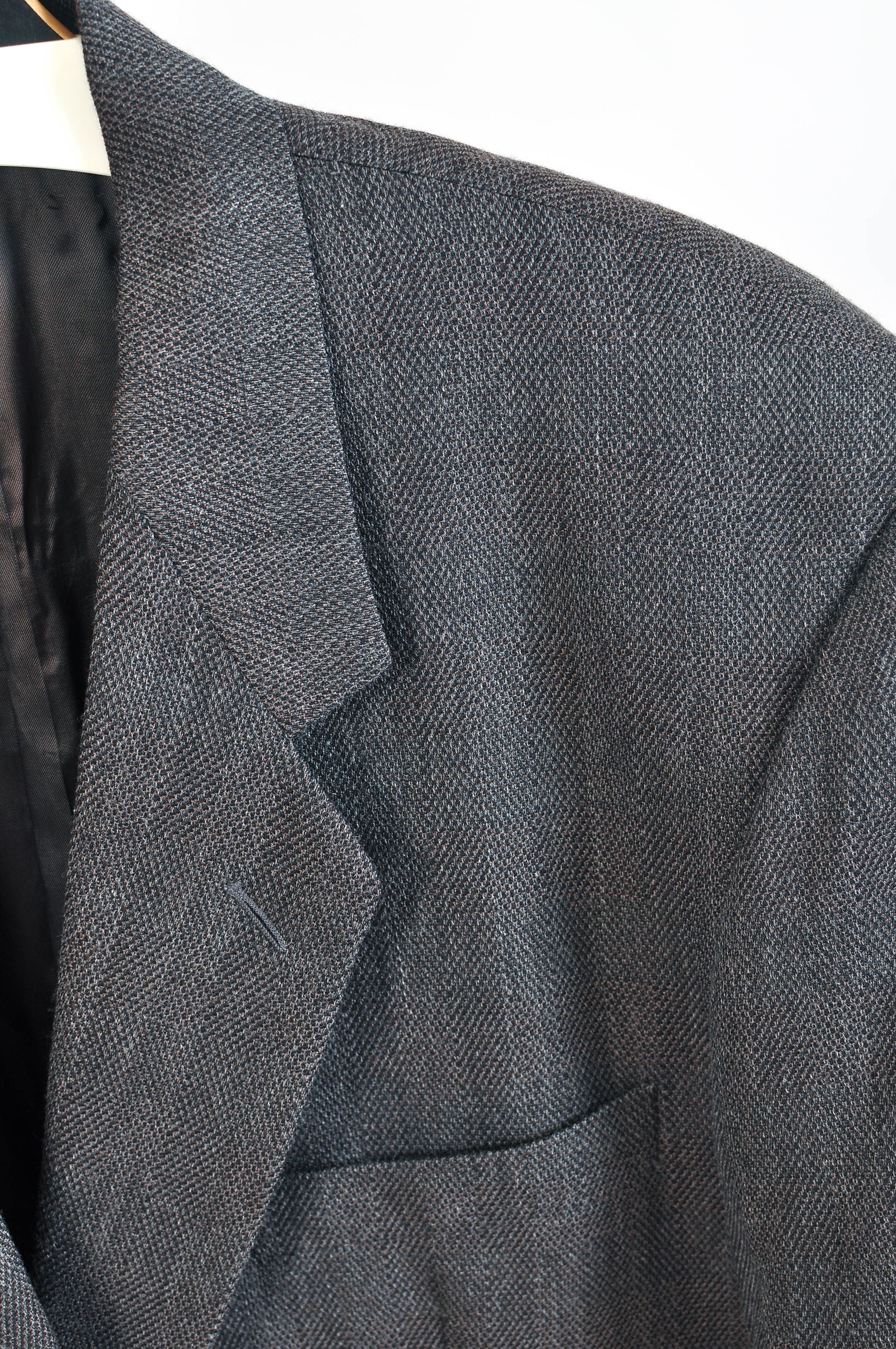 Other Vintage 90s Dark Brown Tweed Suit Size 44R - 3 Thumbnail