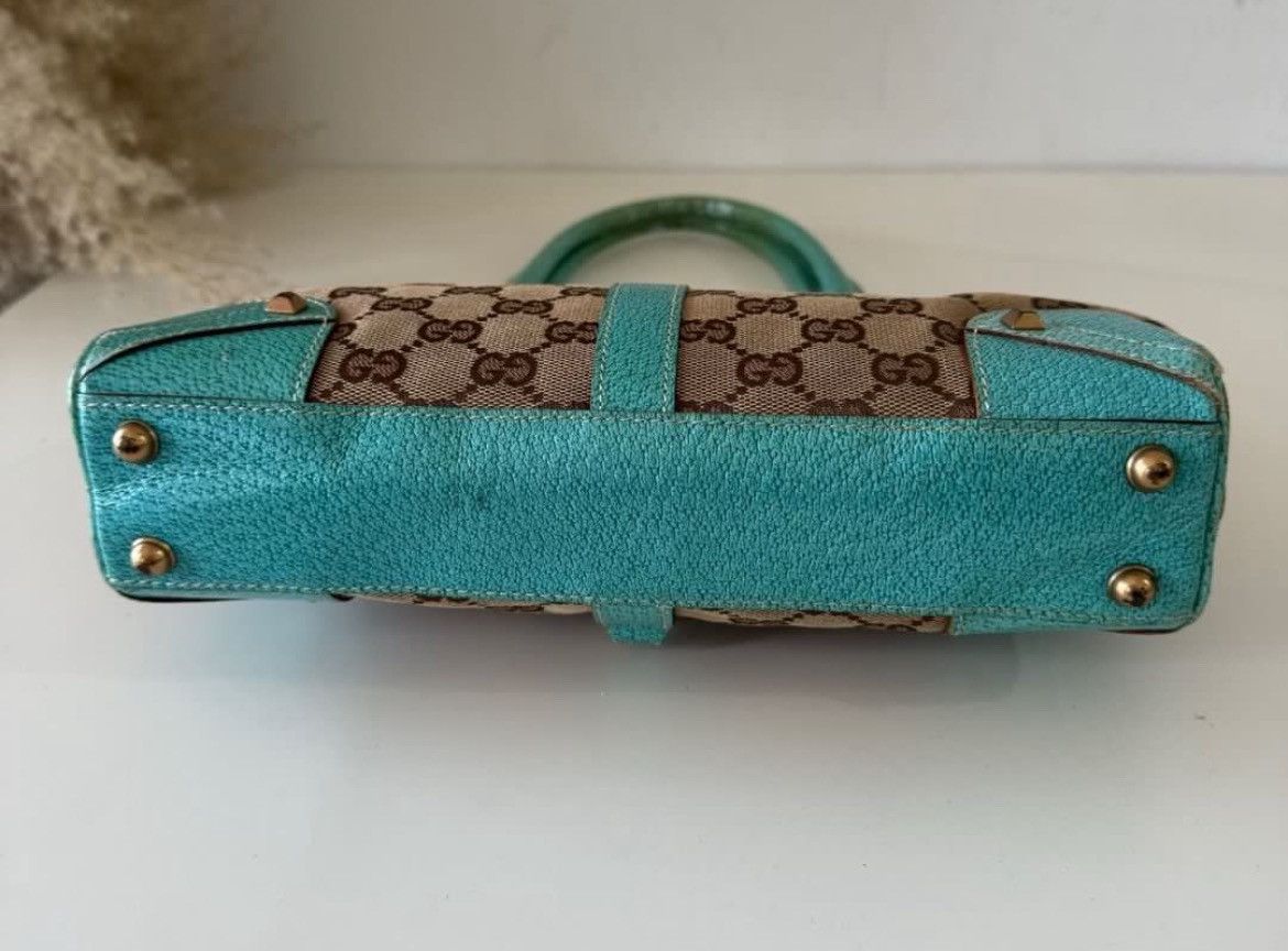 Gucci Gucci Beige/Turquoise GG Canvas and Leather Jackie O Hobo Size ONE SIZE - 6 Thumbnail