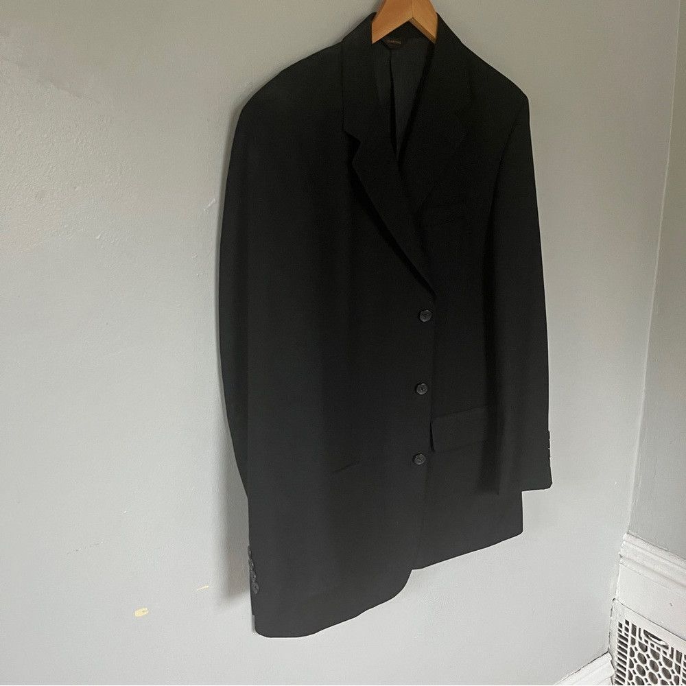 Designer Martino Mens Slim Fit Solid Black 3 Button Wool Suit 42R Size US S / EU 44-46 / 1 - 2 Thumbnail
