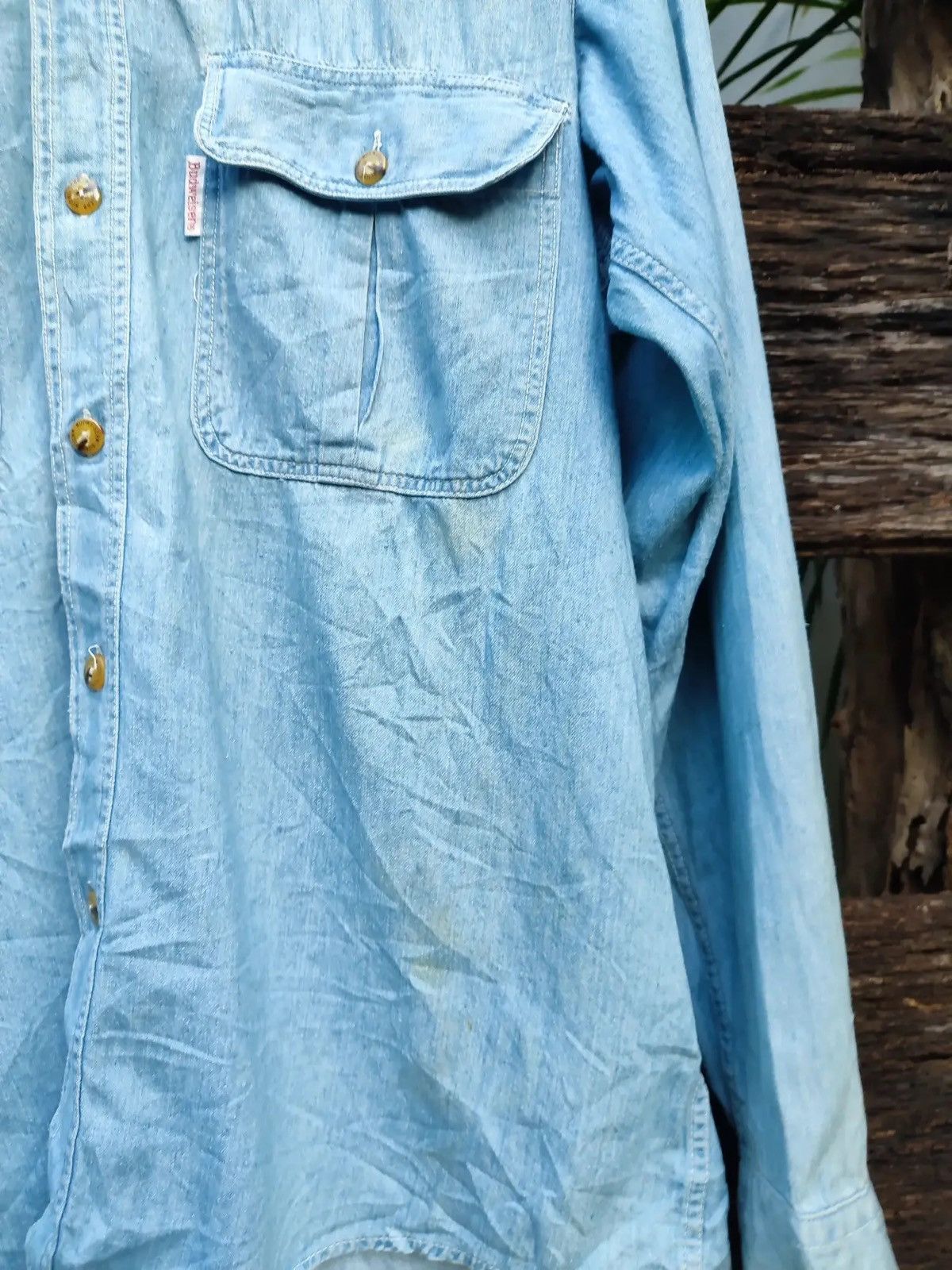 Budweiser Vintage Budweiser Embroidered Light Wash Denim Work Shirt Size US L / EU 52-54 / 3 - 5 Thumbnail