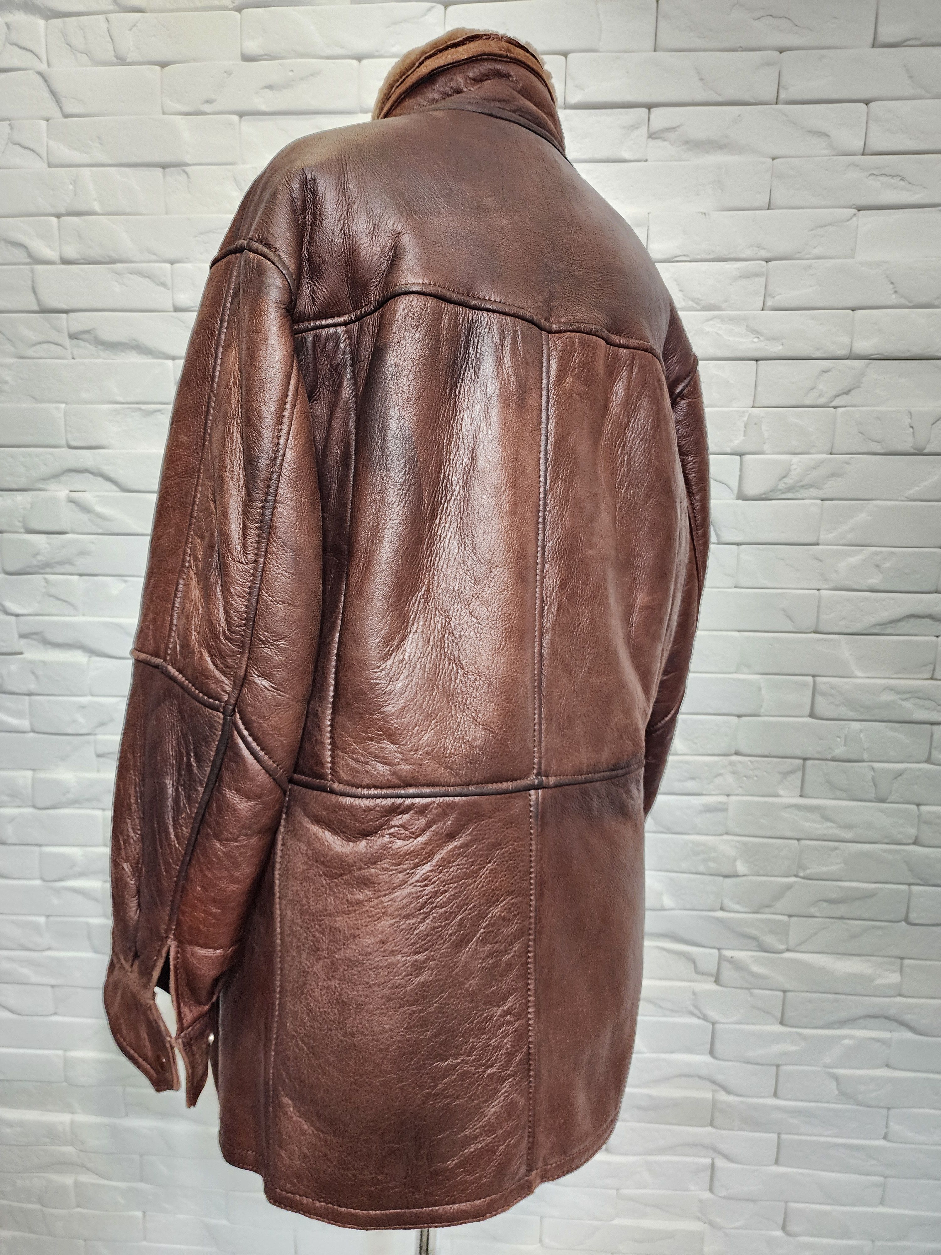 Genuine Leather Brown Sheepskin Coat: Men's Genuine Fur Winter Jacket Size US L / EU 52-54 / 3 - 7 Thumbnail