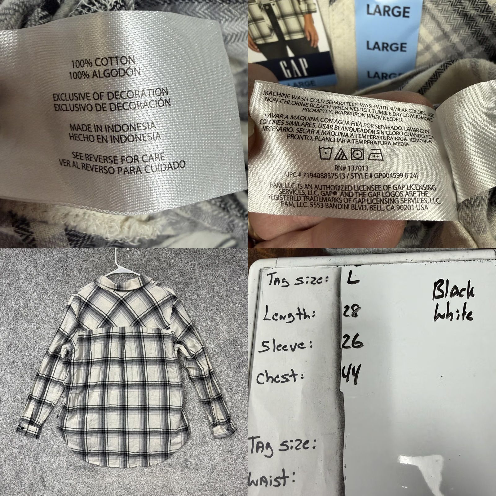 Gap Gap Button Up Shirt L Flannel Plaid Black White Cozy Fall Cabincore Granola Soft Women Button-Up Shirt L Multicolor Plaid Fall Women Size L / US 10 / IT 46 - 8 Thumbnail