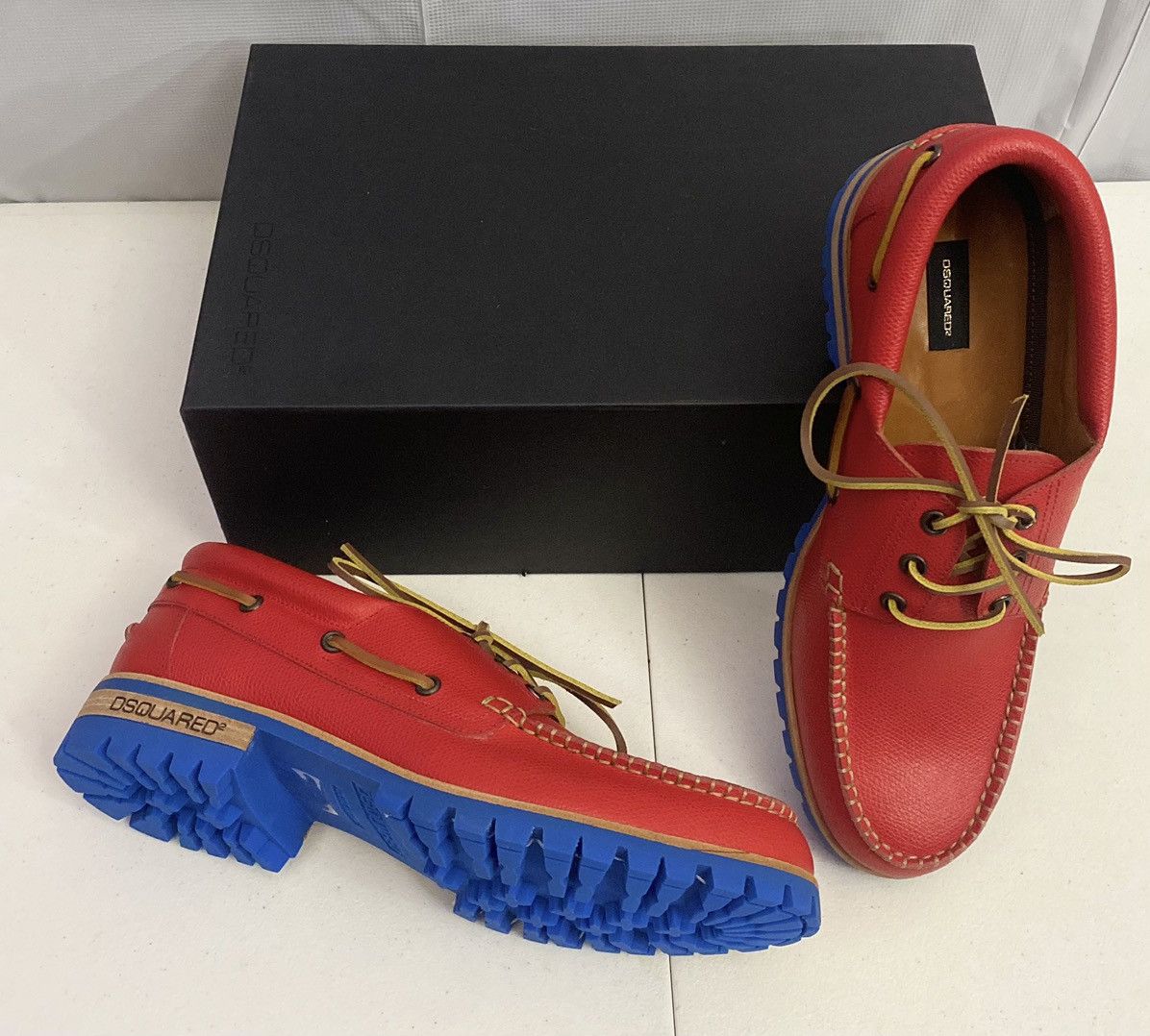 Dsquared2 Dsquared2 🇮🇹 Fire Leather Handmade Contrast Boat Shoes 7 NEW Size US 7 / EU 40 - 6 Thumbnail