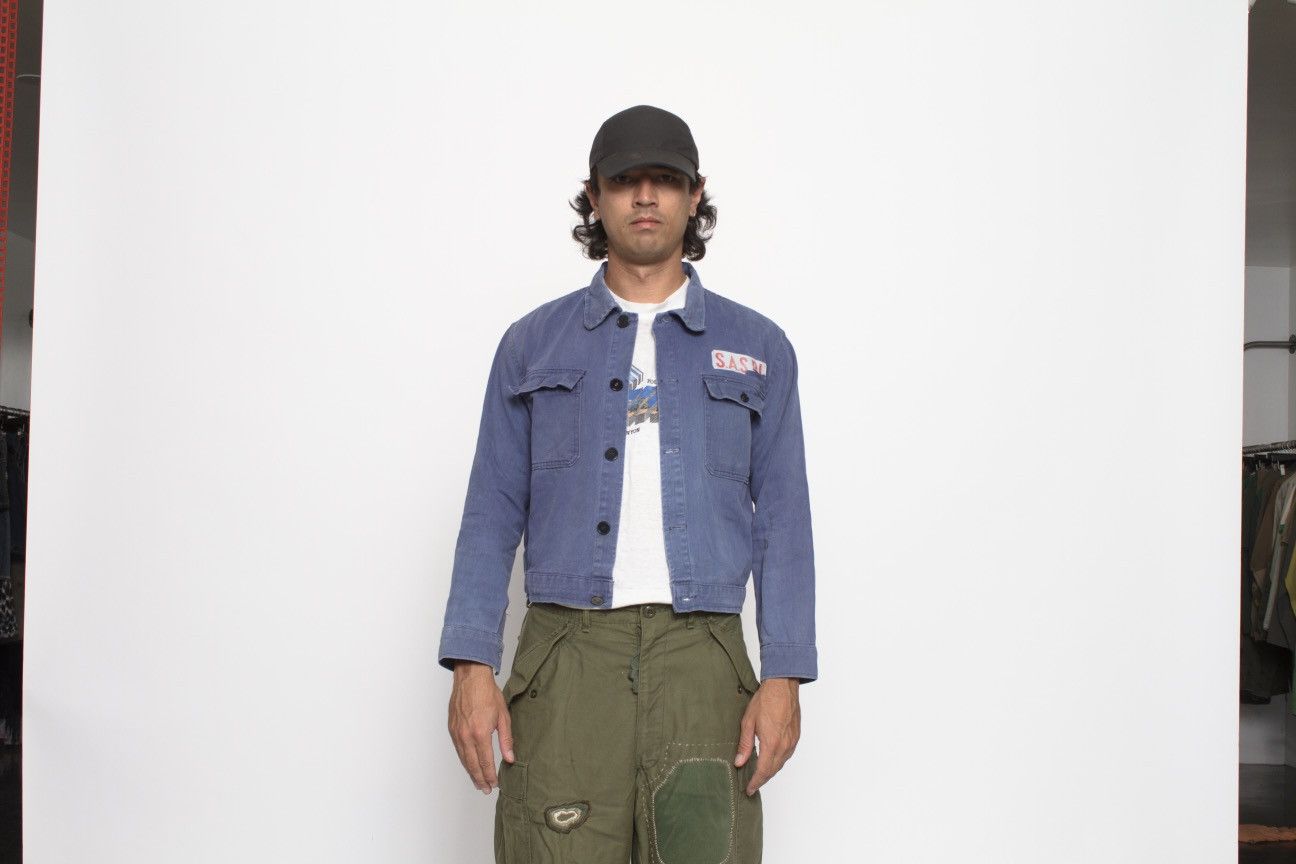 Vintage BLUE HEAVYWEIGHT COTTON ITALIAN WORKWEAR JACKET WITH PATCH Size US S / EU 44-46 / 1 - 1 Thumbnail
