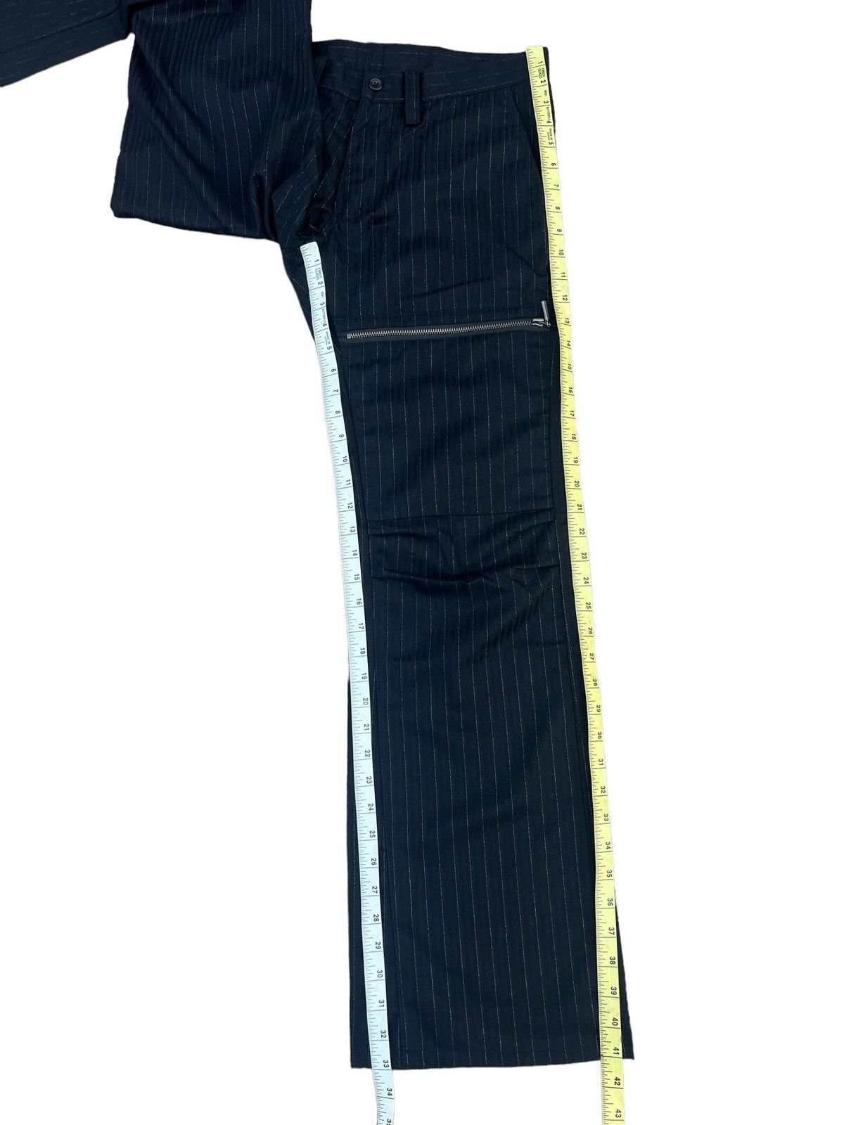 Vintage The Tenoras Japan Silver Striped Flare Cargo Trouser Pant Size US 31 - 5 Thumbnail
