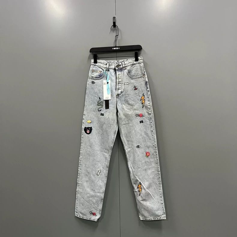 GucciCartoon element embroidered jeans 2503-Nextarrow