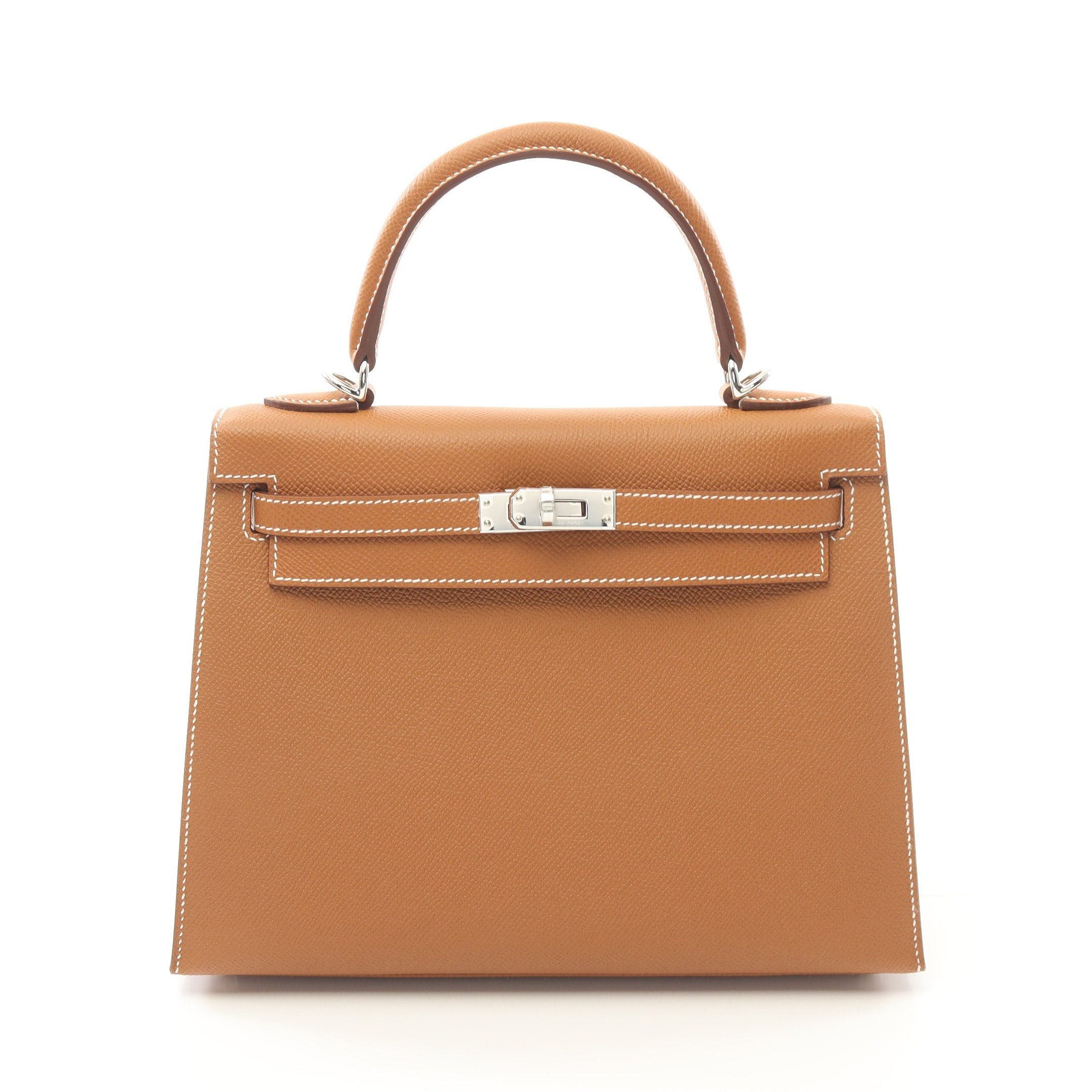 Hermes Hermes Kelly 25 Gold Handbag Veau Epsom Light Brown Silver Hardware Outside Sewing Double Engraved Size ONE SIZE - 1 Thumbnail