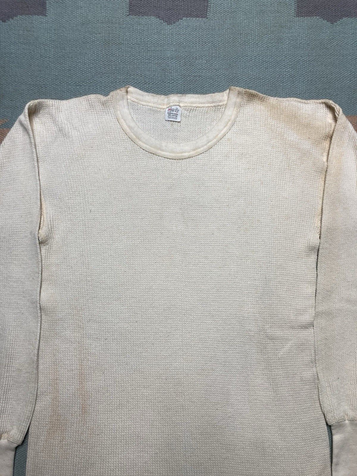 Vintage 70s waffle knit thermal shirt Kmart grunge cotton base XXL Size US XXL / EU 58 / 5 - 4 Thumbnail