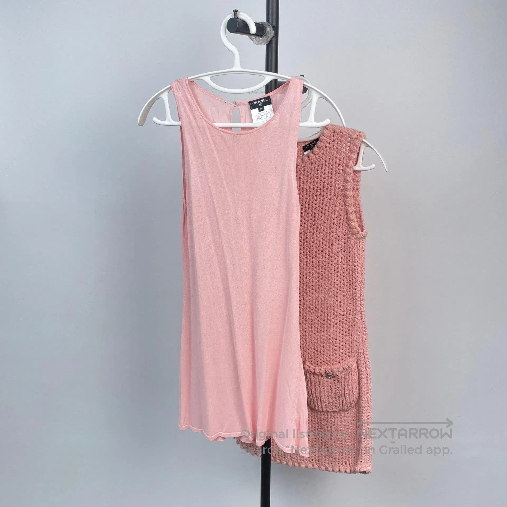 Chanel Chanel Pink Tweed Sleeveless Cutout Dress Two Piece Set| Size XXS / US 00 / IT 34 - 2 Thumbnail