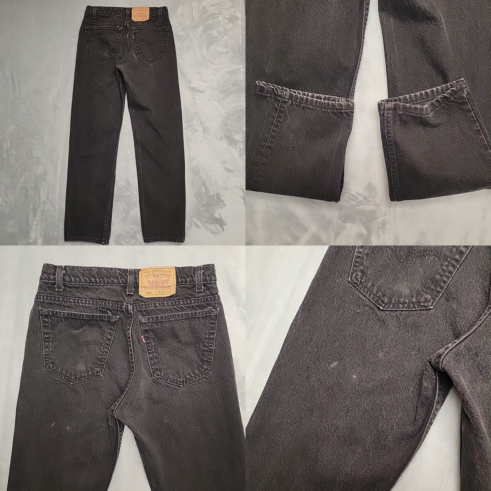 Levi's VINTAGE Levi's Jeans 505 Mens 33x32 Black Straight Leg Made in USA 90s Retro Jeans Size US 33 - 8 Thumbnail