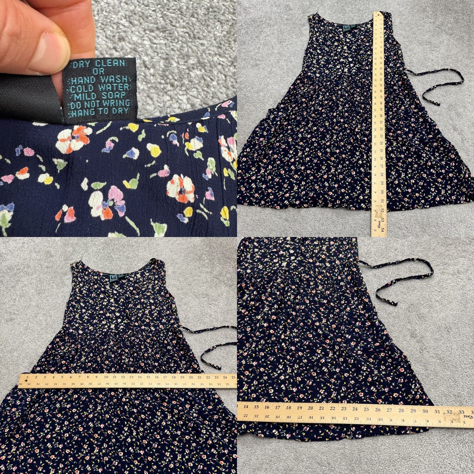 Vintage Ecote Sleeveless A-Line Fit & Flare Floral Dress Womens S Navy Blue Casual Size S / US 4 / IT 40 - 8 Thumbnail