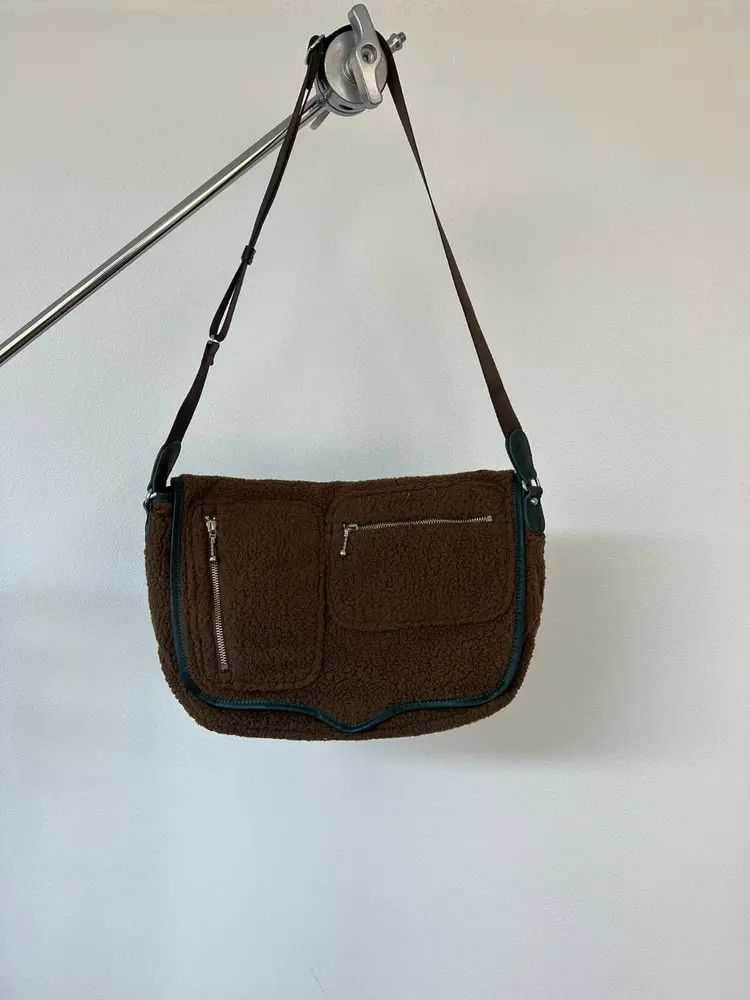 Yohji Yamamoto Y's Fleece Shoulder Bag in Brown, Men's