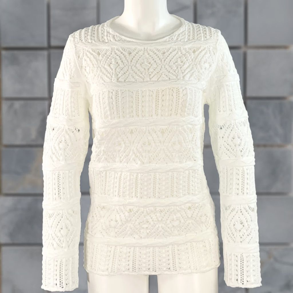 Comme des Garcons Girl COMME des GARCONS 2022 Size M White Textured Knit Polyester Crew Neck Sweater Women Size M / US 6-8 / IT 42-44 - 1 Thumbnail