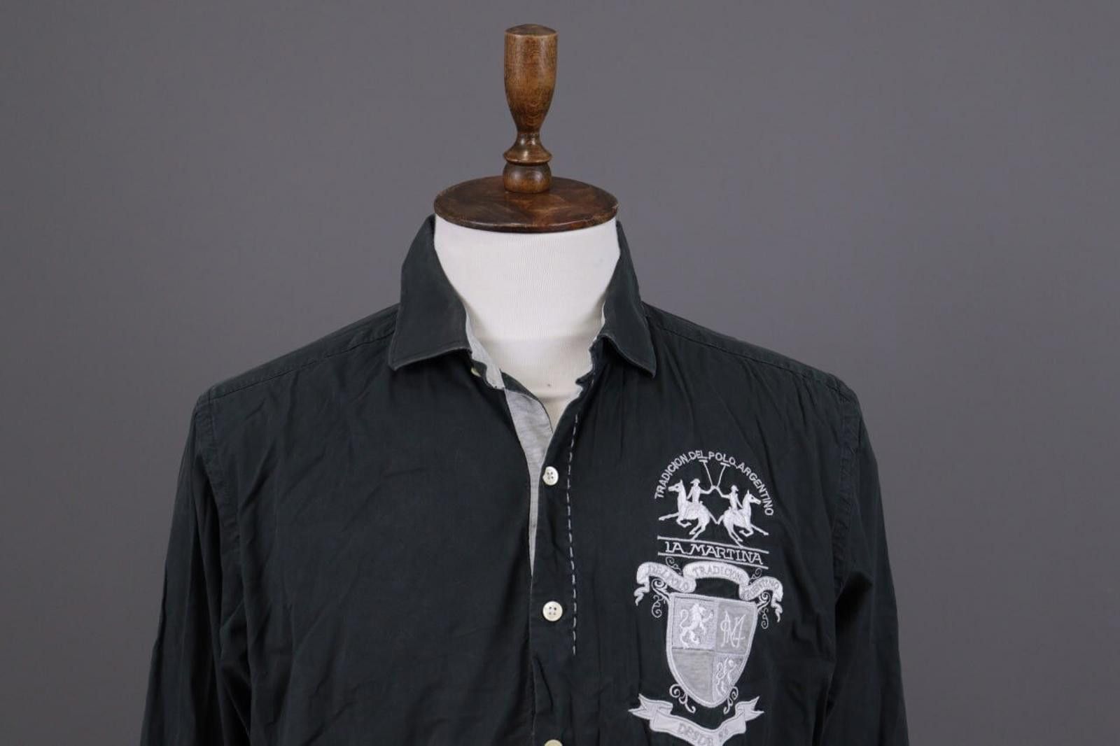 La Martina La Martina Buenos Aires Slim Fit Black Shirt Size XL Size US XL / EU 56 / 4 - 2 Thumbnail