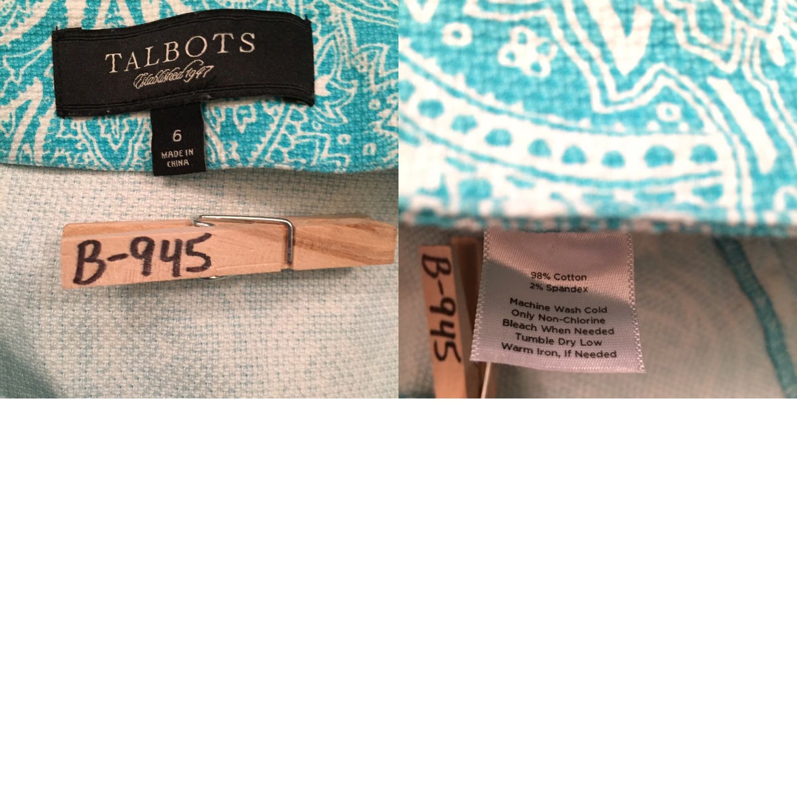 Talbots Talbots Skirt Women Size 6 Blue Paisley Belted Pencil Knee Length Unlined Size 28" / US 6 / IT 42 - 8 Thumbnail