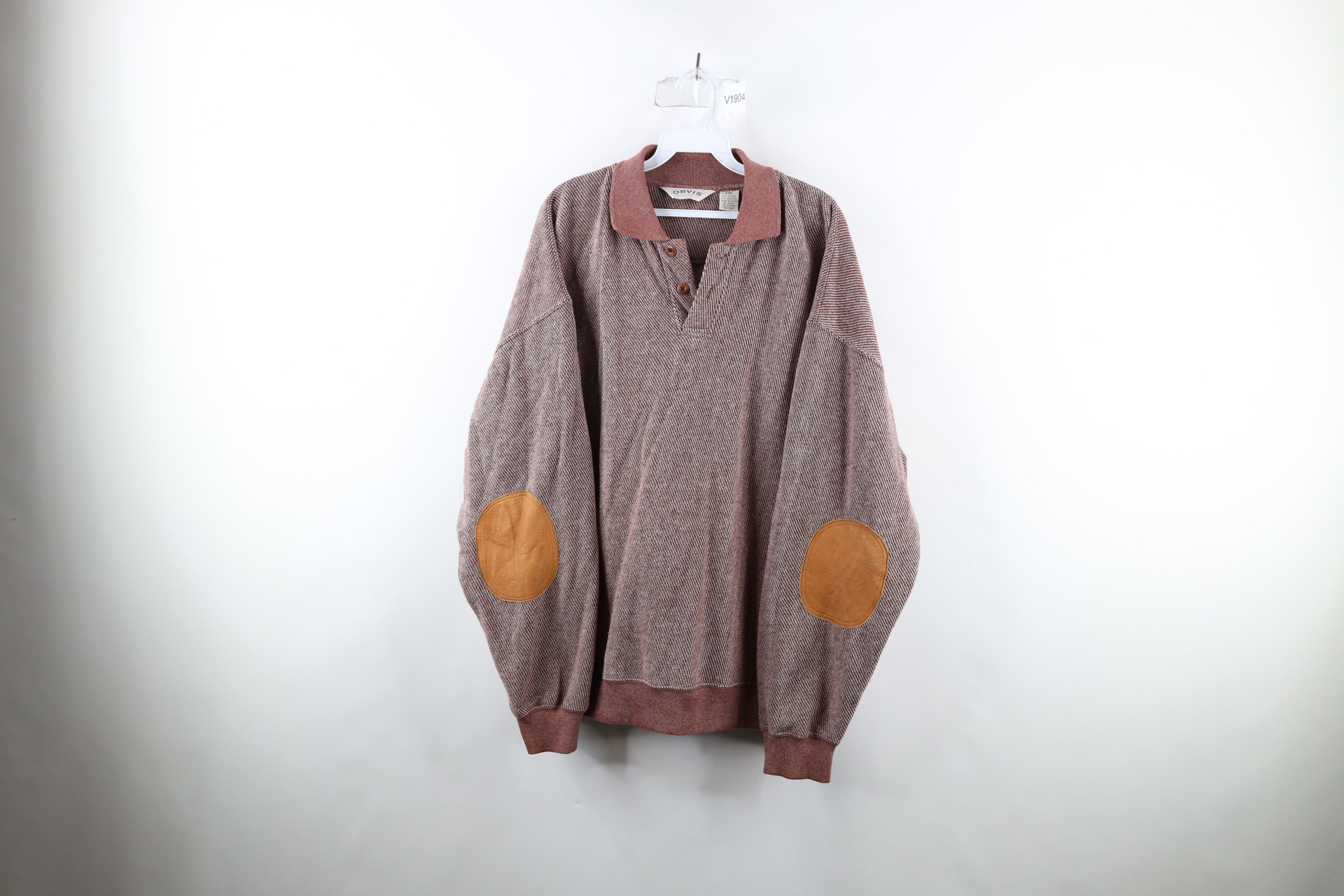 Orvis × Vintage Vintage Orvis Elbow Patch Collared Pullover Sweatshirt Red Size US XXL / EU 58 / 5 - 1 Thumbnail