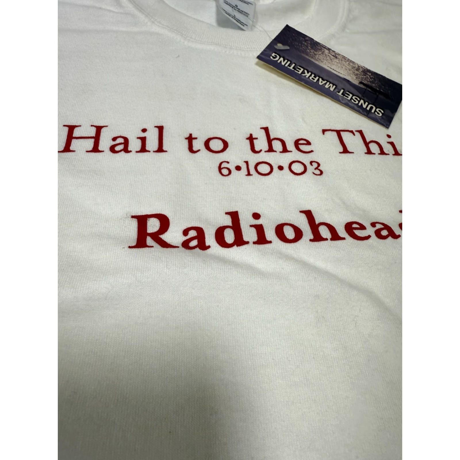 Gildan VINTAGE Radiohead Hail to the Thief T-Shirt Mens Large White 90s Graphic Music Size US L / EU 52-54 / 3 - 4 Thumbnail
