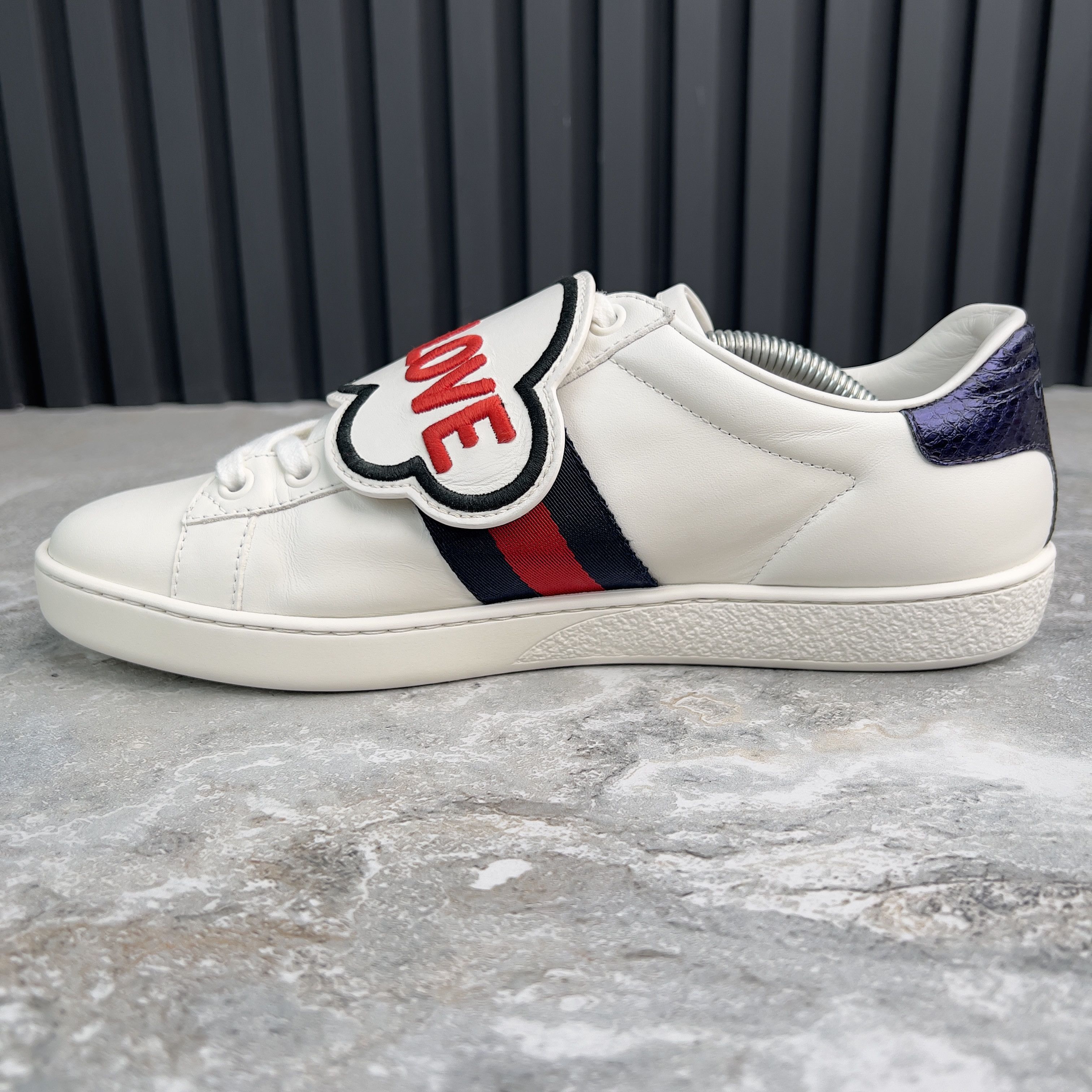 Gucci Gucci Ace Sneakers Blind For Love Patch Web Leather Size US 8 / IT 38 - 7 Thumbnail
