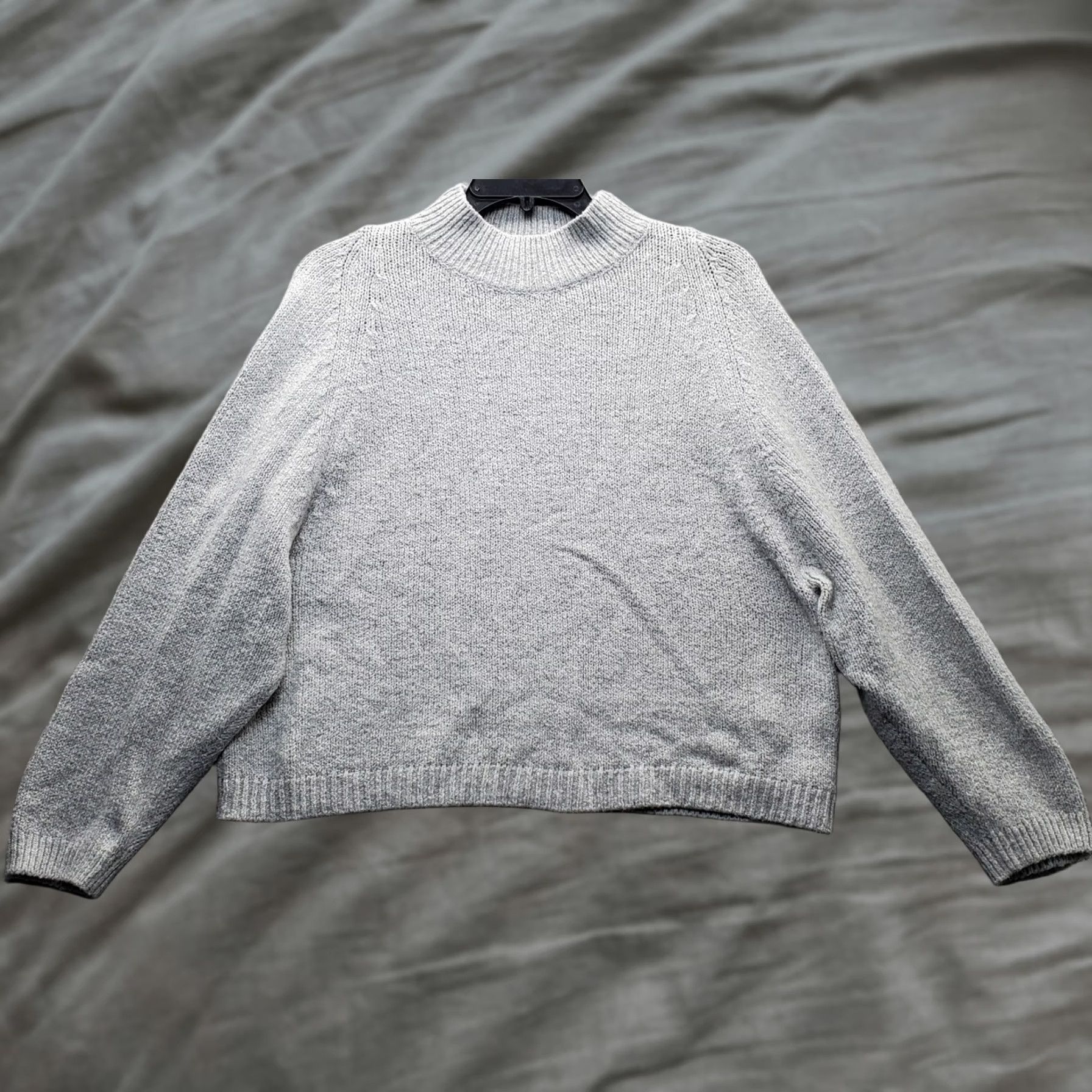 Old Navy Old Navy Sweater Womens Large Gray Tight Knit Mock Neck Long Sleeve Pullover Size L / US 10 / IT 46 - 1 Thumbnail