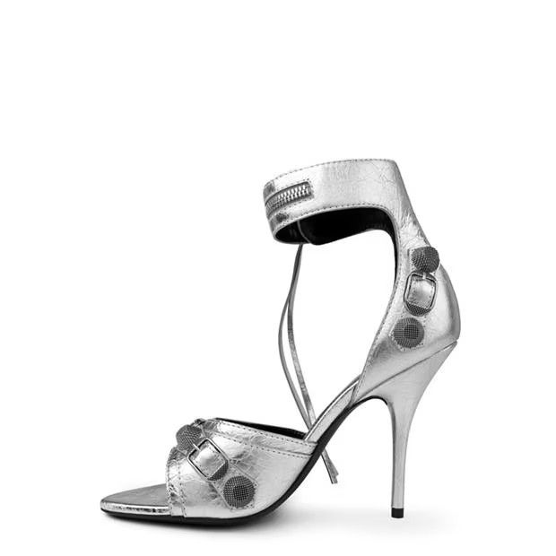 Balenciaga o1g2r1mq0924 Heels Sandals in Silver Size US 6 / IT 36 - 5 Thumbnail