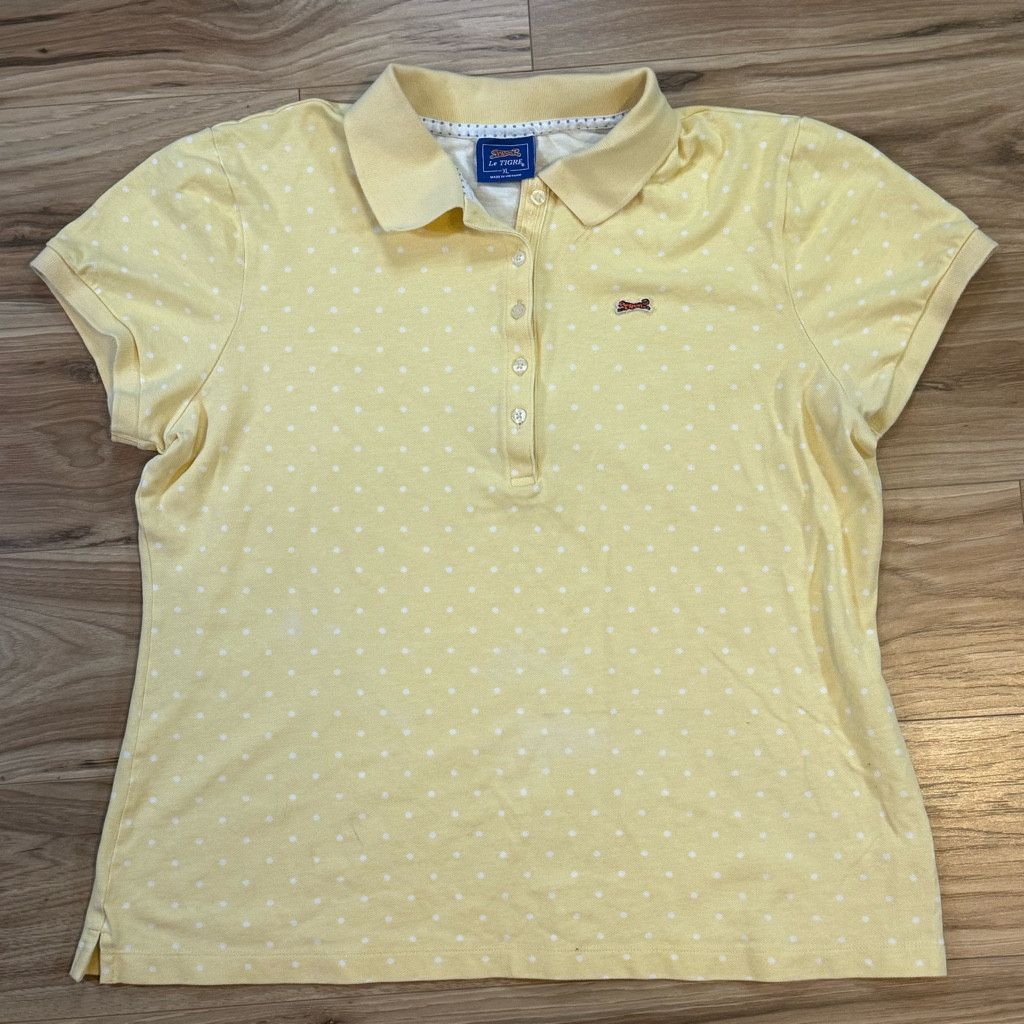 Le Laboureur Le Tigre Women’s XL Yellow Polka Dot Polo Shirt Size XXL / US 16-18 / IT 52-54 - 1 Thumbnail