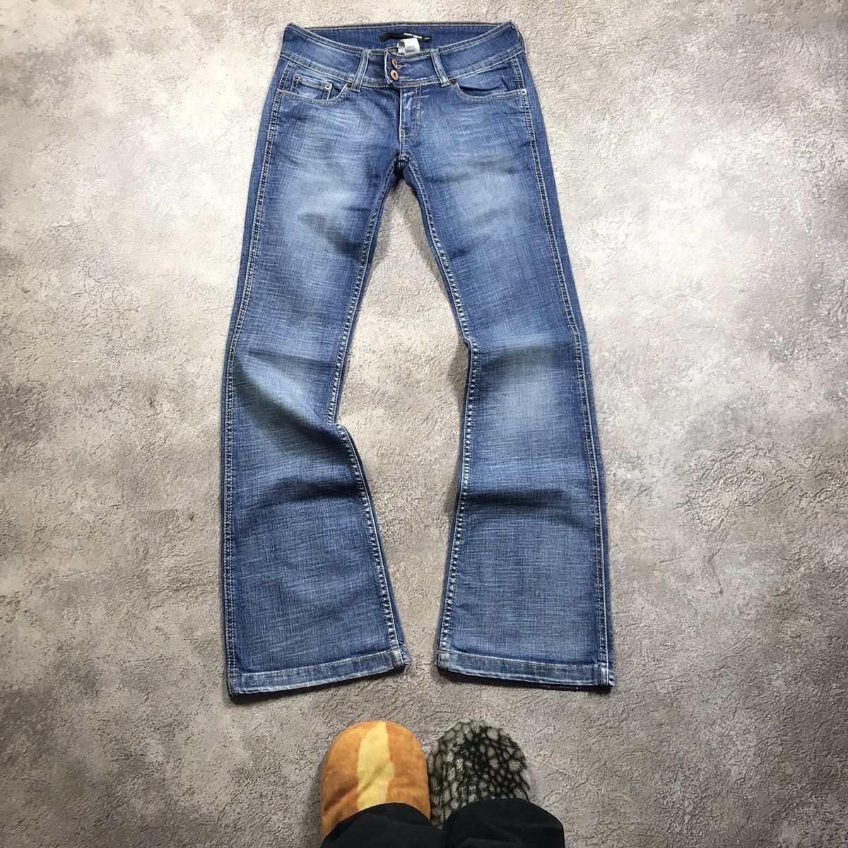 Vintage Y2K Baggy Flared Distressed Jeans Japanese Grunge Graphic 28 Size 28" / US 6 / IT 42 - 2 Thumbnail