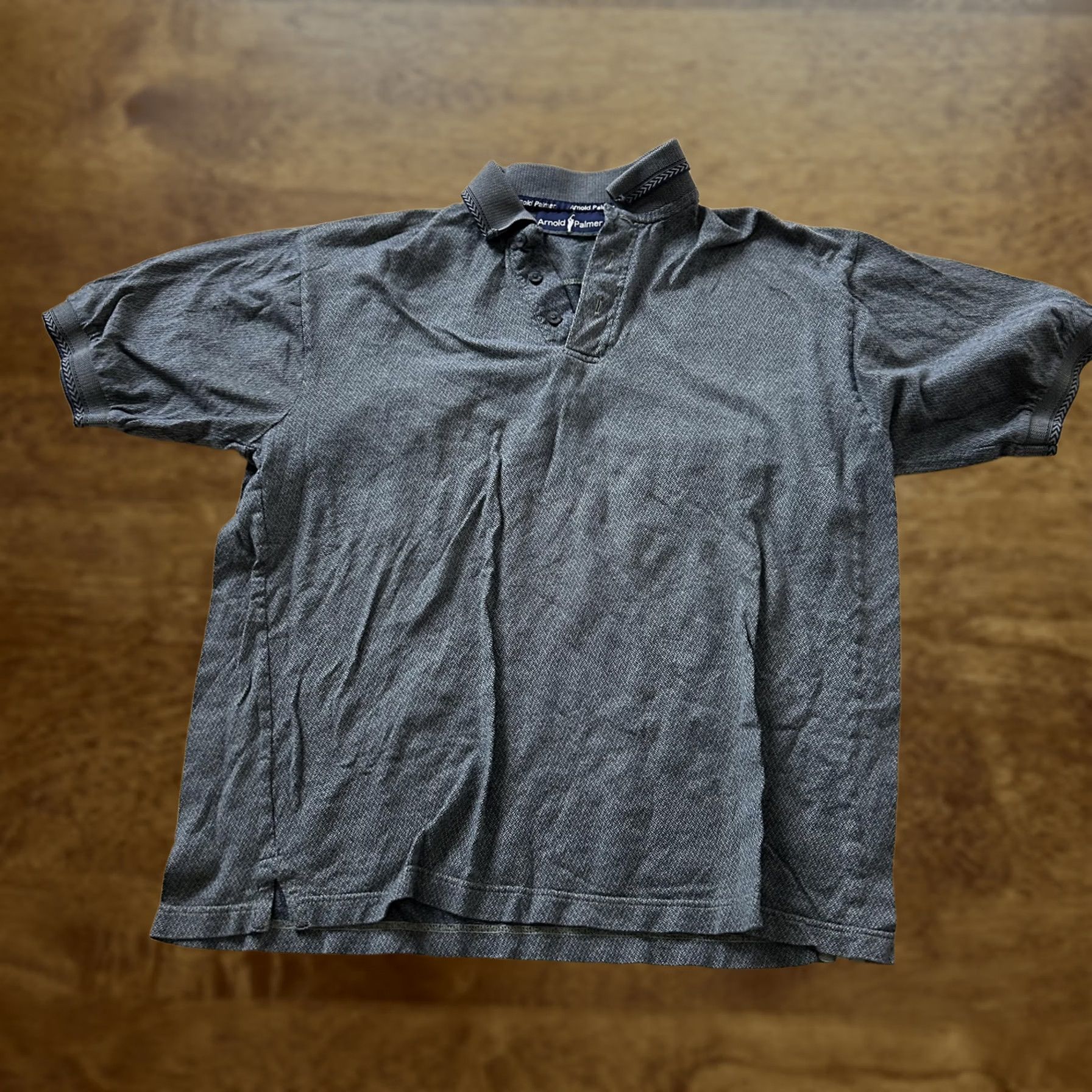 Vintage Arnold Palmer Polo Shirt Mens Medium Gray Herringbone Knit 100% Cotton Golf Size US M / EU 48-50 / 2 - 1 Thumbnail