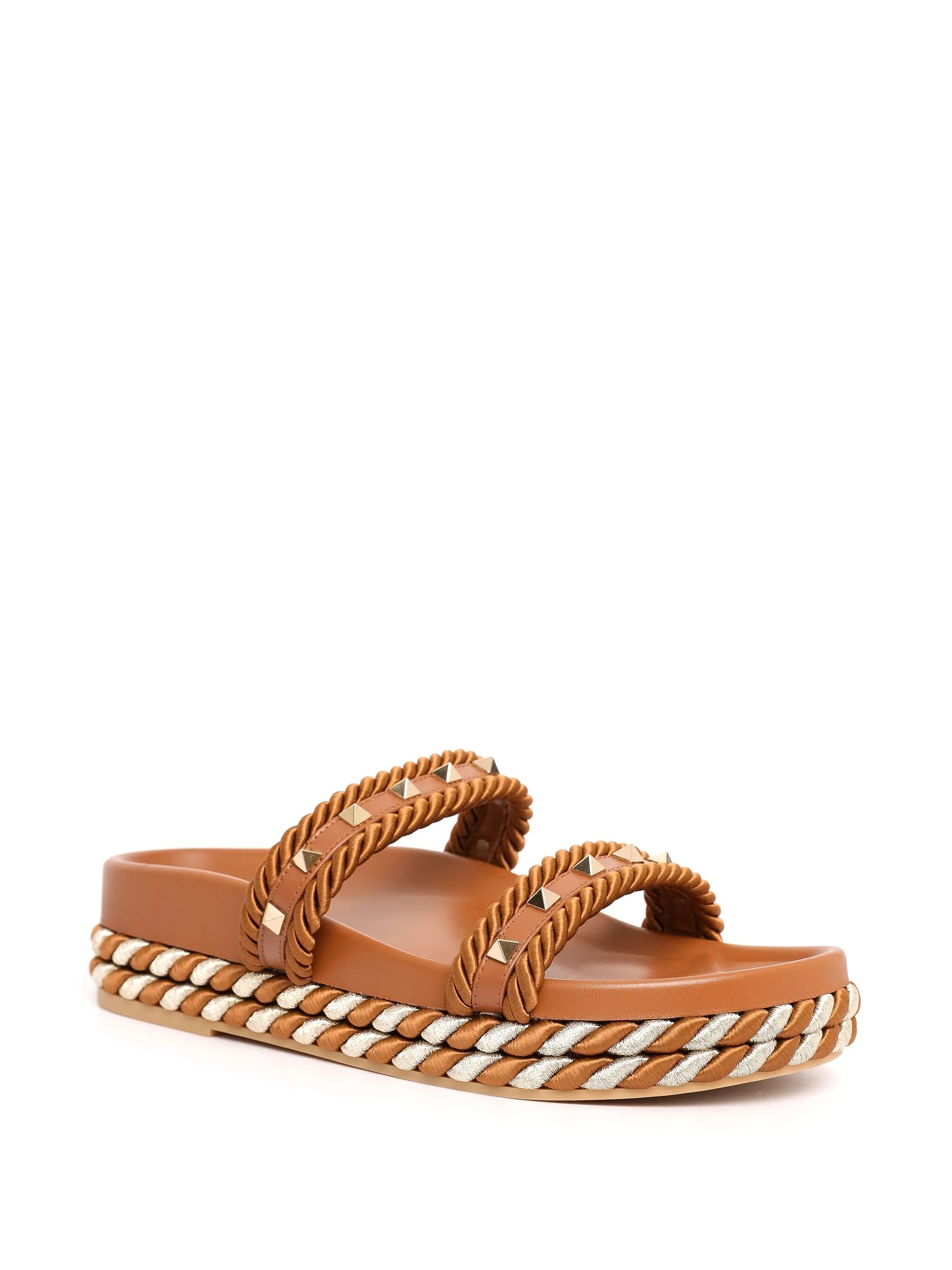 Valentino os11x0126 Rockstud Slides in Brown Size US 10 / IT 40 - 2 Thumbnail
