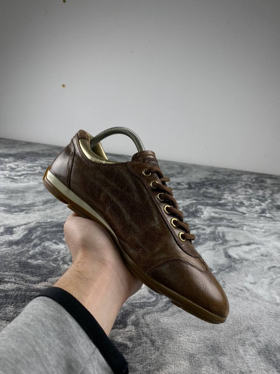 Prada Vintage Prada Leather Trainers Sneakers Women Size 36 Brown Size US 6 / IT 36 - 14 Thumbnail