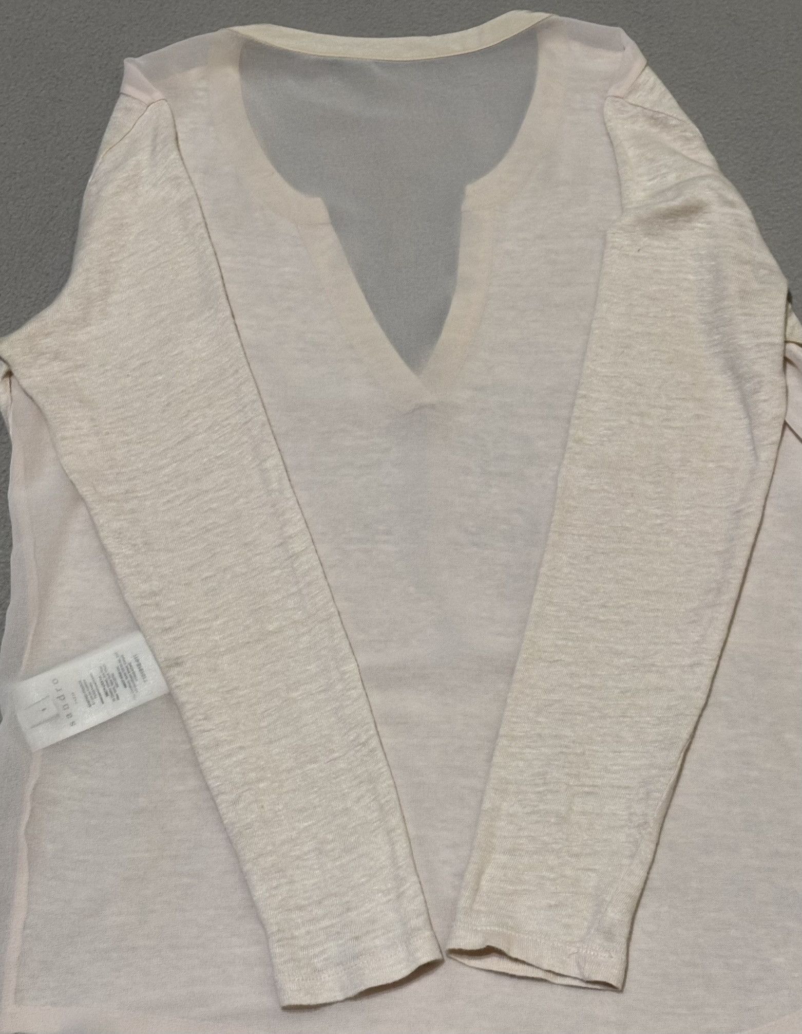Sandro Sandro V-neck Ecru blouse Linen Silk Size L / US 10 / IT 46 - 11 Thumbnail