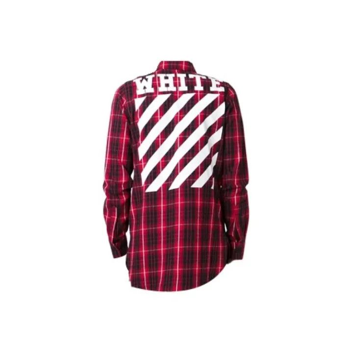 Off-White Red Plaid Flannel Shirt for Men 0079