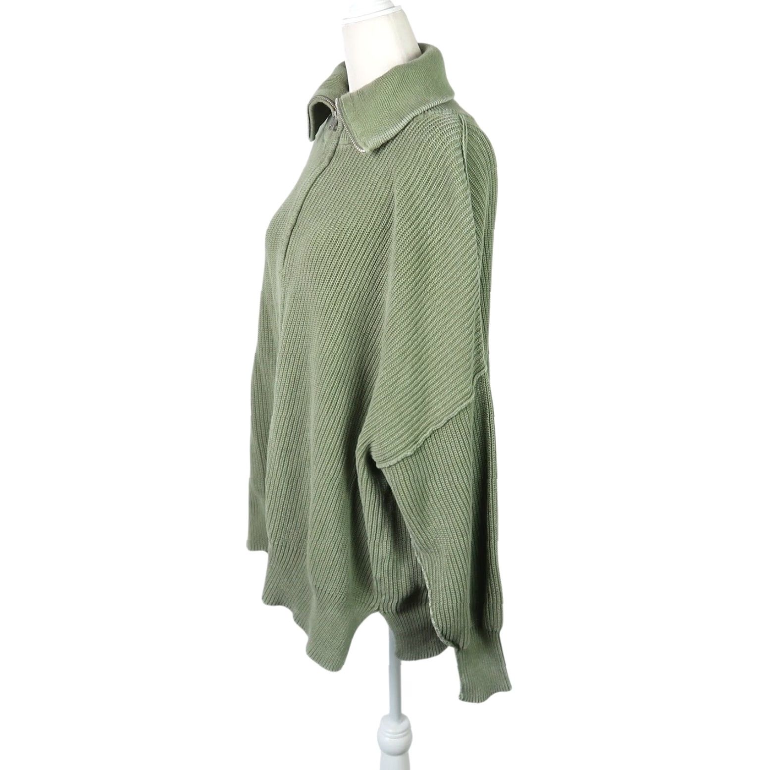 Vintage Aerie Beyond Quarter Zip Olive Green Cotton Knit Pullover Sweater S Size S / US 4 / IT 40 - 3 Thumbnail