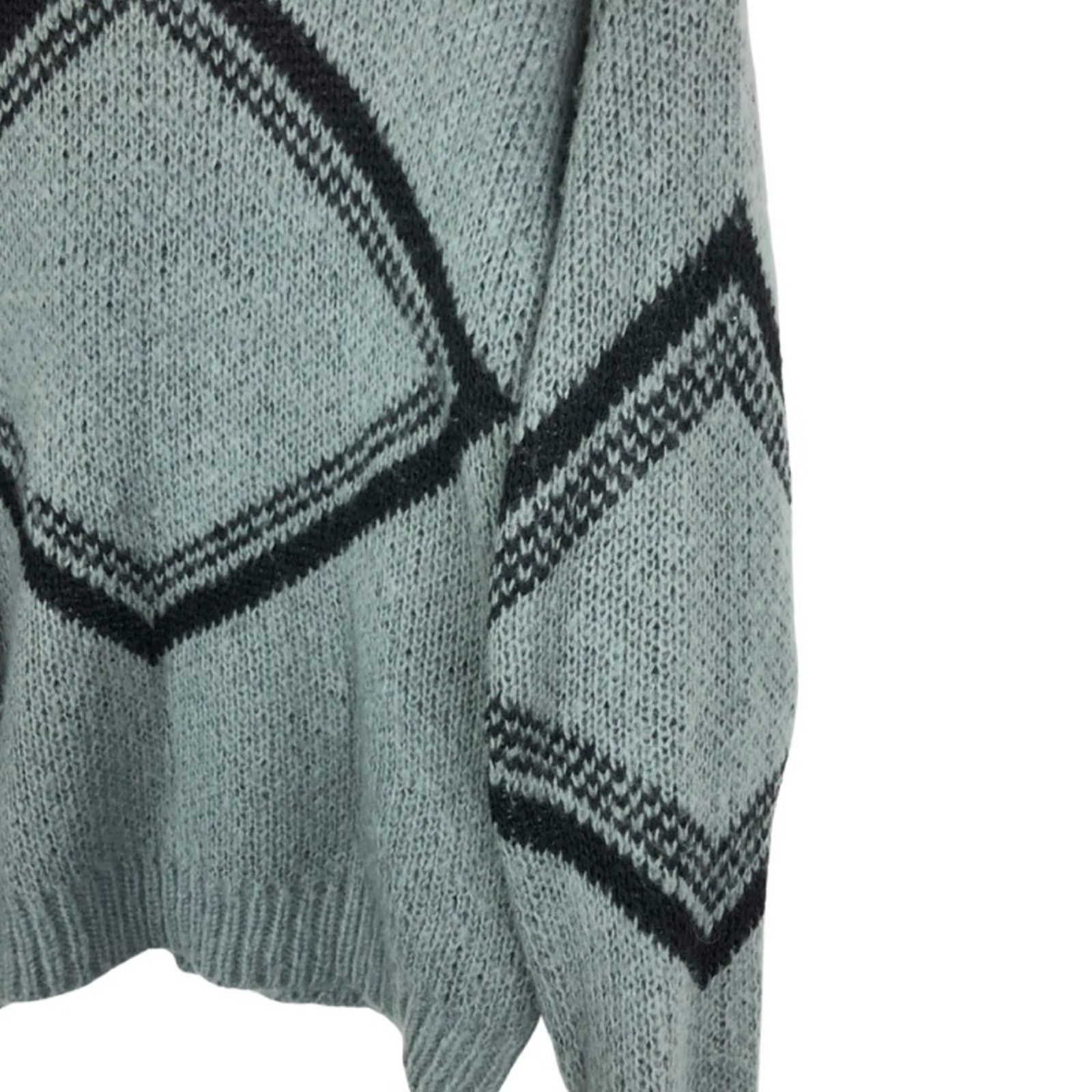 Other Handmade Knit Women’s Grey Geometric Retro Pullover Sweater Size L / US 10 / IT 46 - 7 Thumbnail