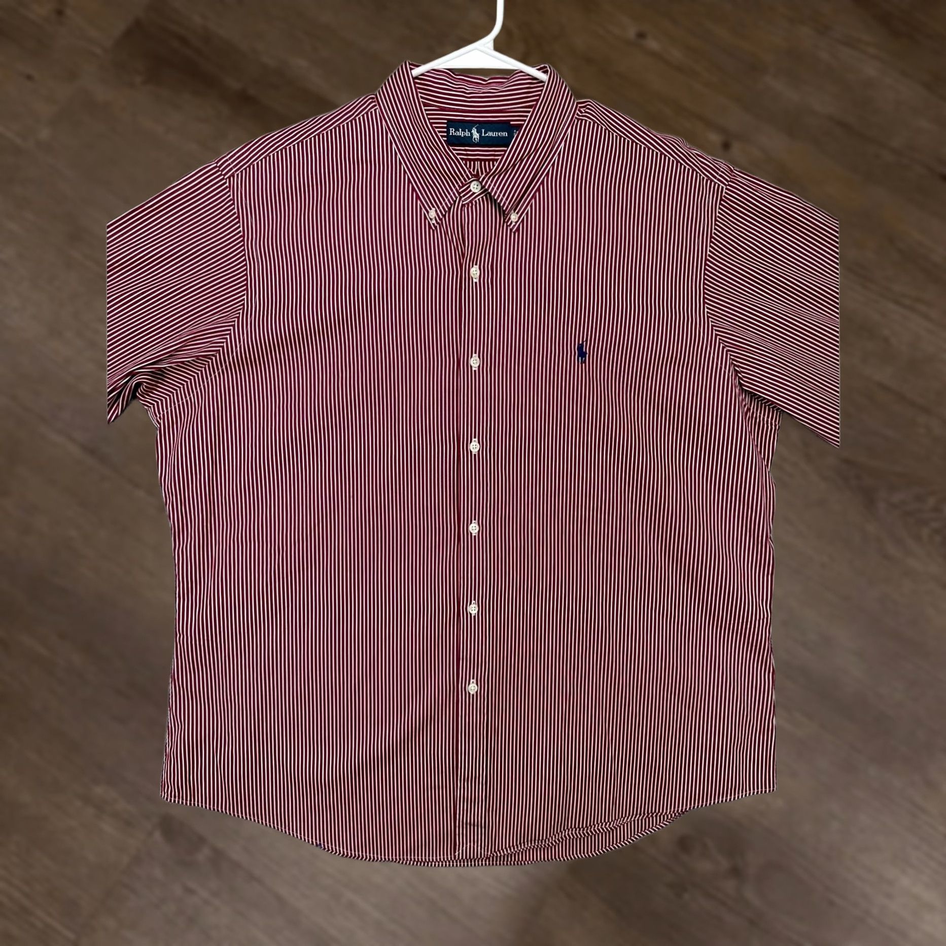 Ralph Lauren Ralph Lauren Button-Down Shirt Adult 2XL Red White Hairline Stripe Pony Mens Size US XXL / EU 58 / 5 - 1 Thumbnail